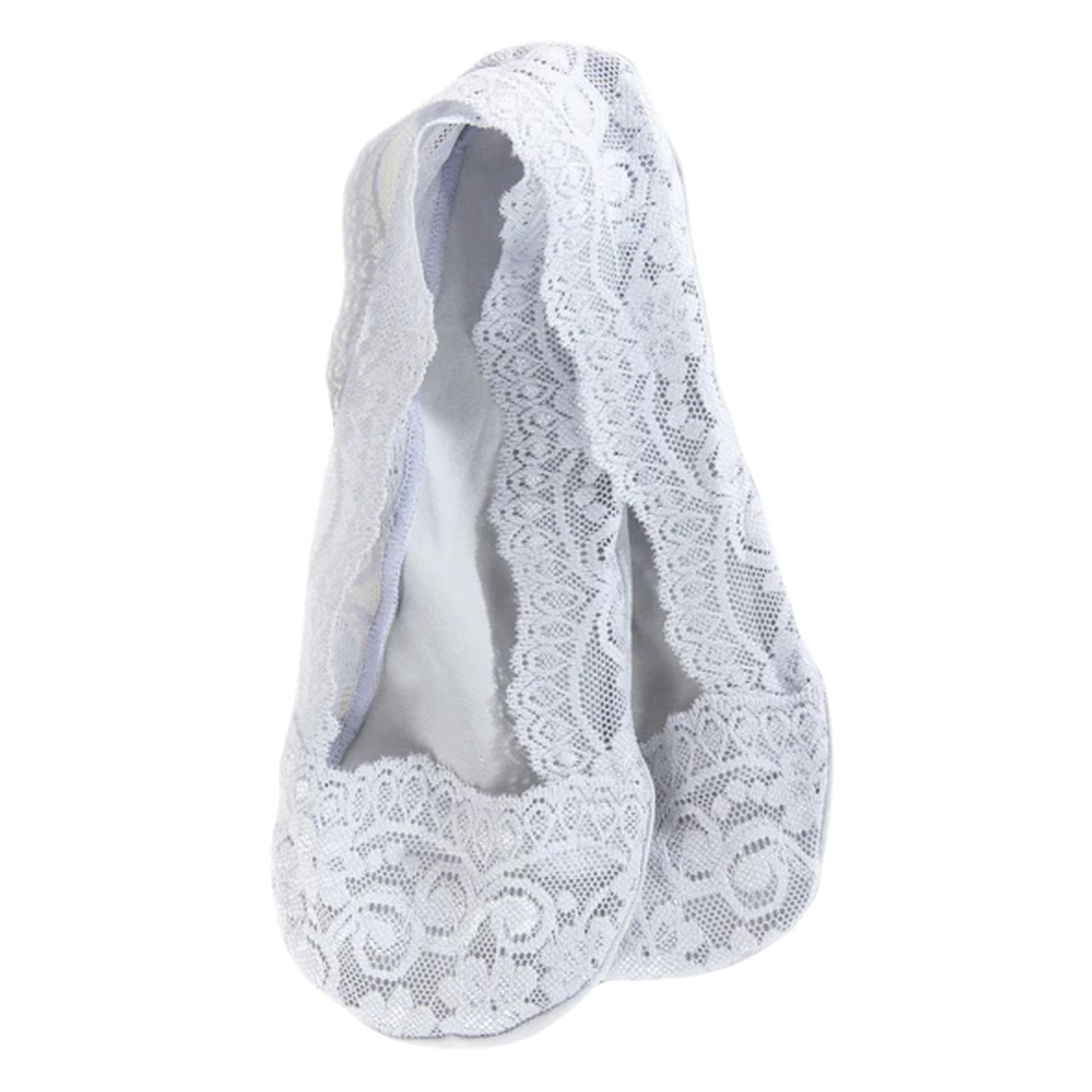 Peltz Shoes Women's World's Softest Lacey Footsie Socks Light Grey 75019