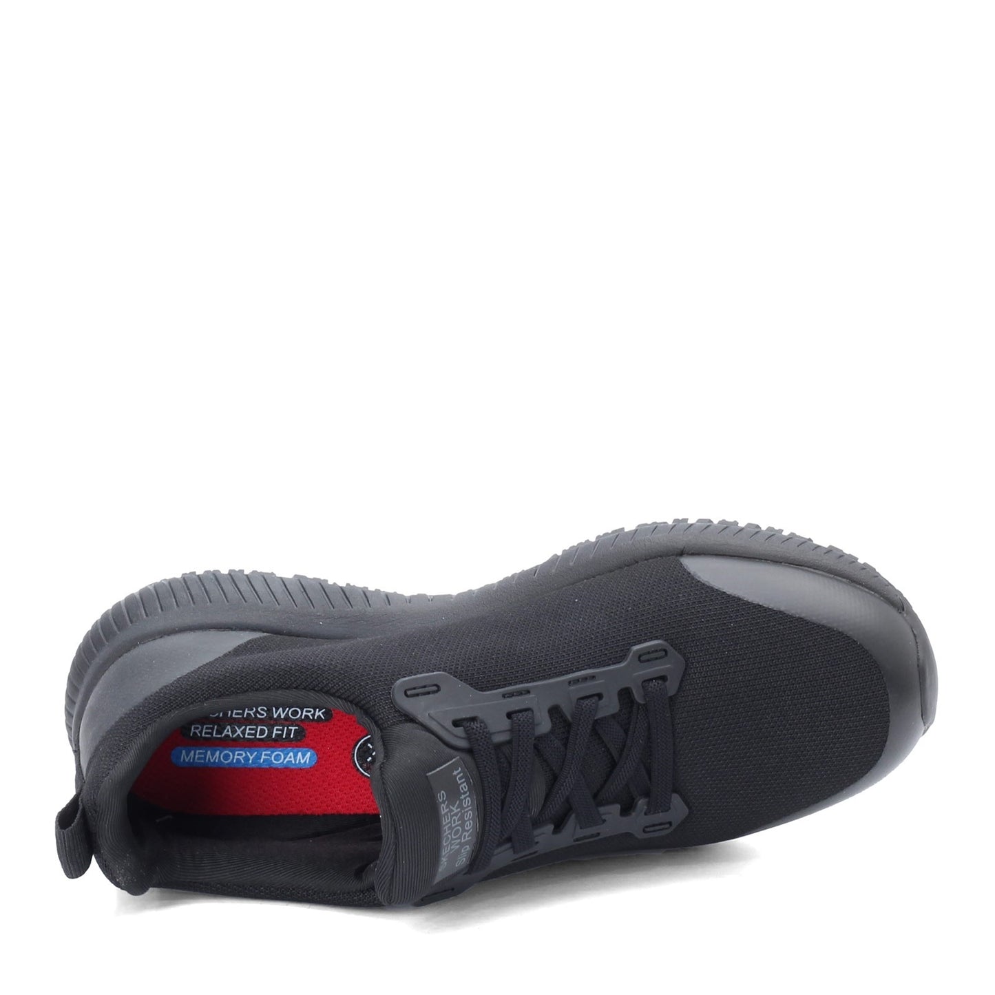 Peltz Shoes Women's Skechers Squad SR Work Shoe - Wide Width BLACK 77222W-BLK
