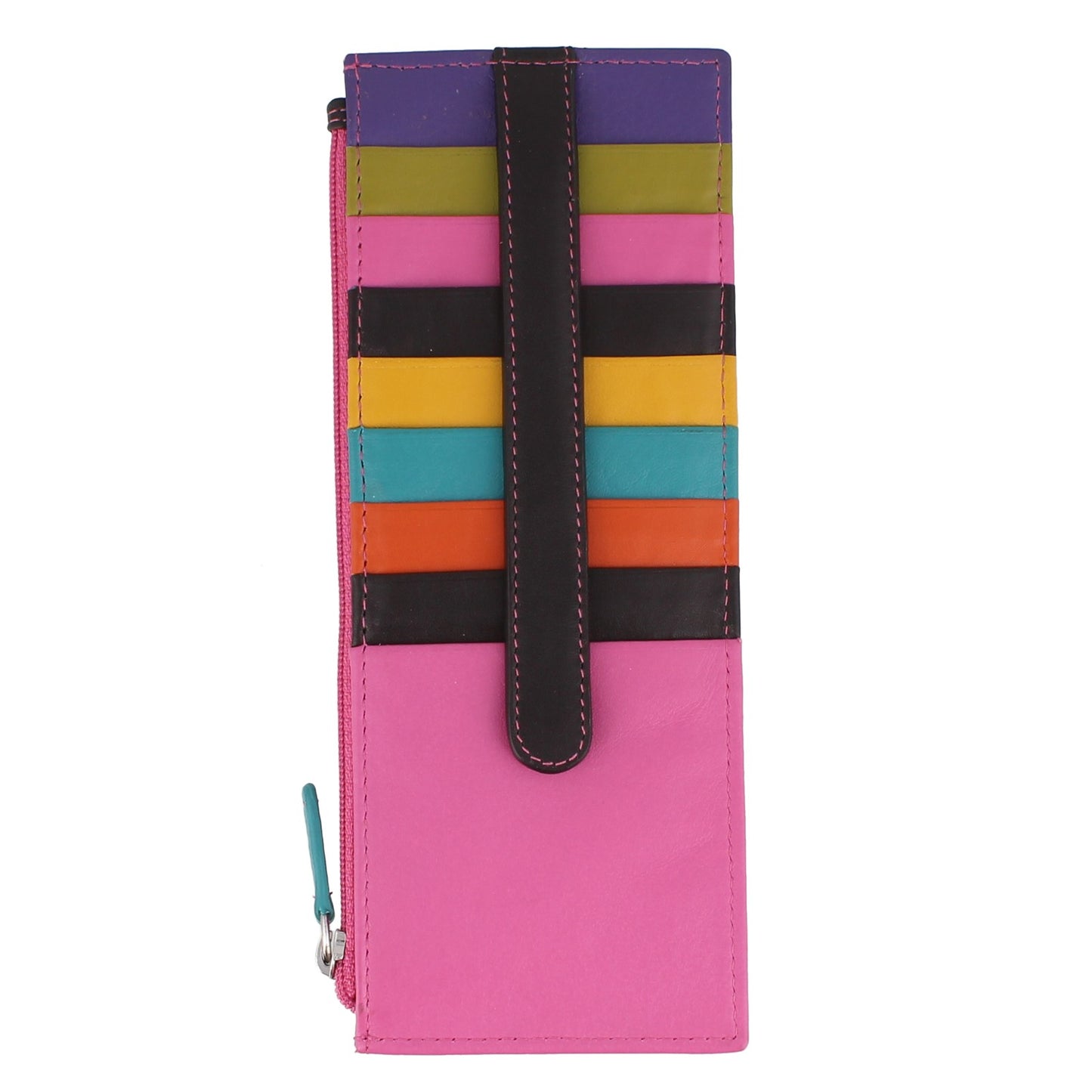Peltz Shoes Women's ILI Leather Credit Card Wallet Black Brights 7800-BLK BRGHT