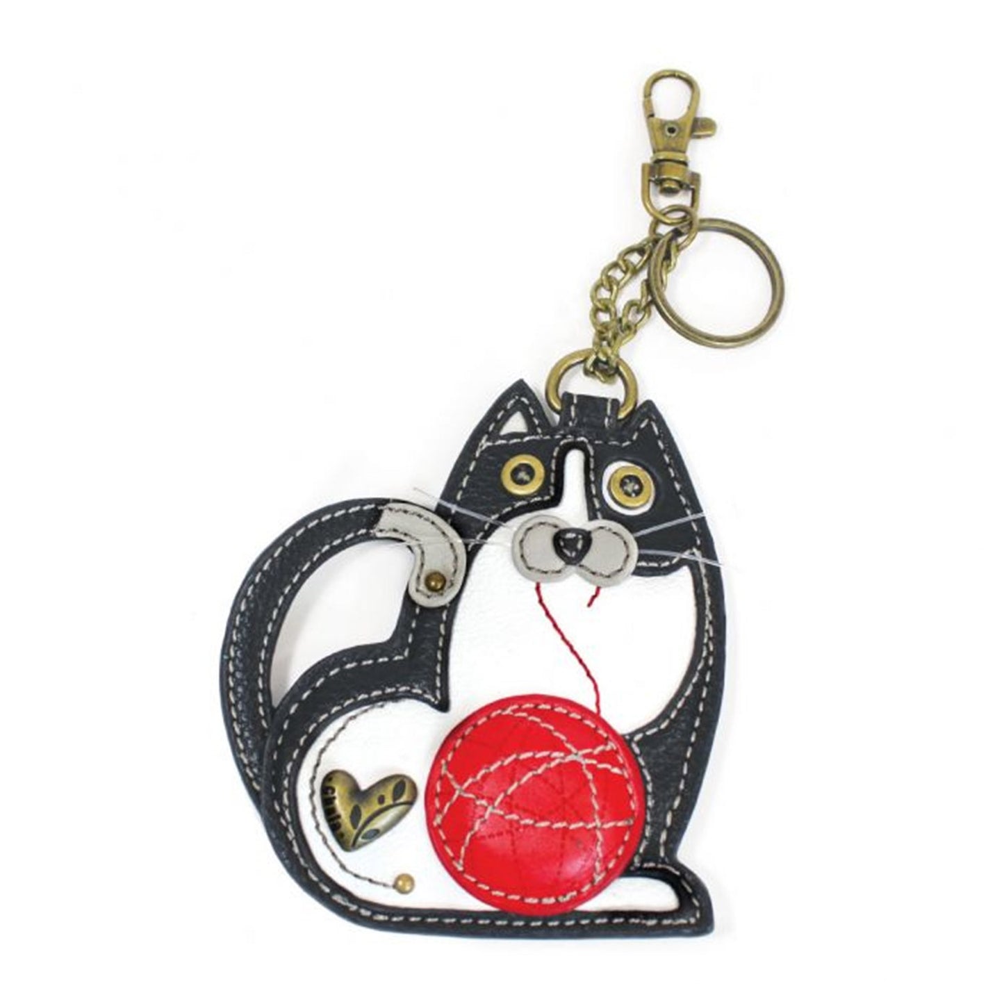Peltz Shoes Chala Key Fob Coin Purse Black White 806FC0