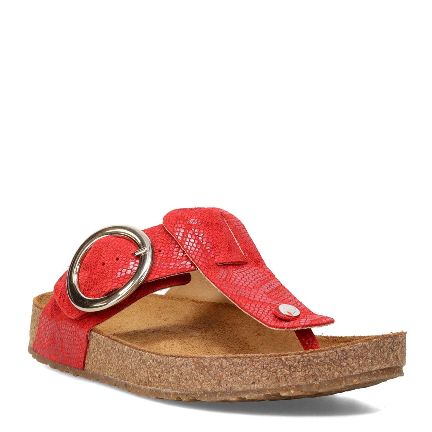 Peltz Shoes Women's Haflinger Round Buckle Corinna Sandal RED 819075-1637H