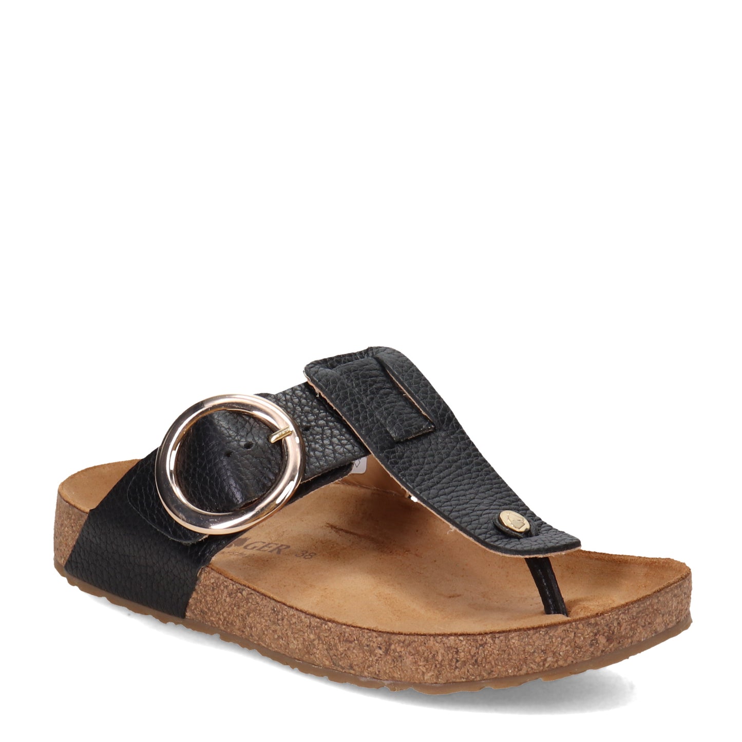 Peltz Shoes Women's Haflinger Round Buckle Corinna Sandal BLACK 819075-1639