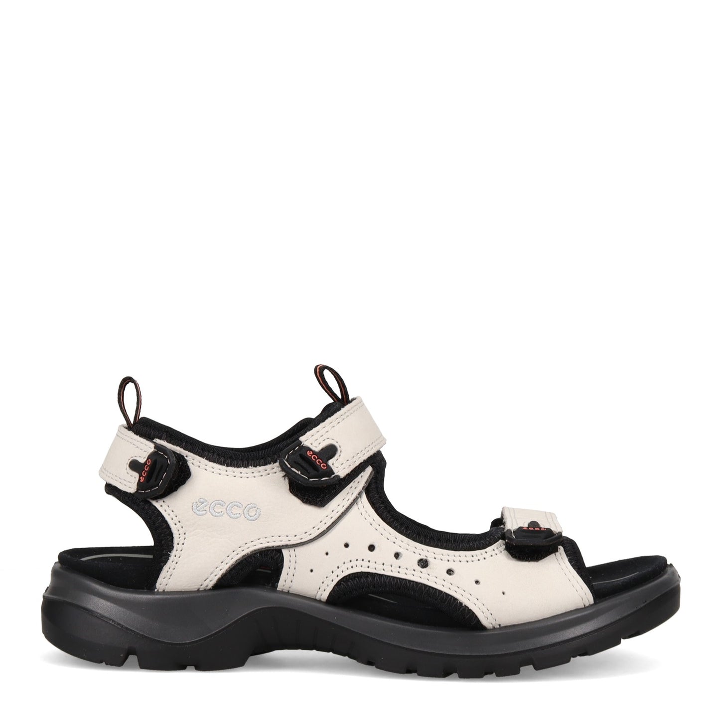 Peltz Shoes Women's Ecco Offroad Sandal WHITE BLACK 822043-02152