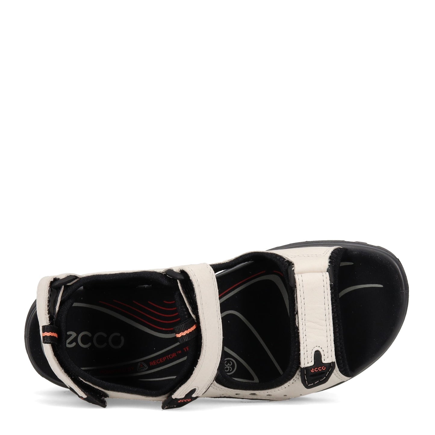 Peltz Shoes Women's Ecco Offroad Sandal WHITE BLACK 822043-02152