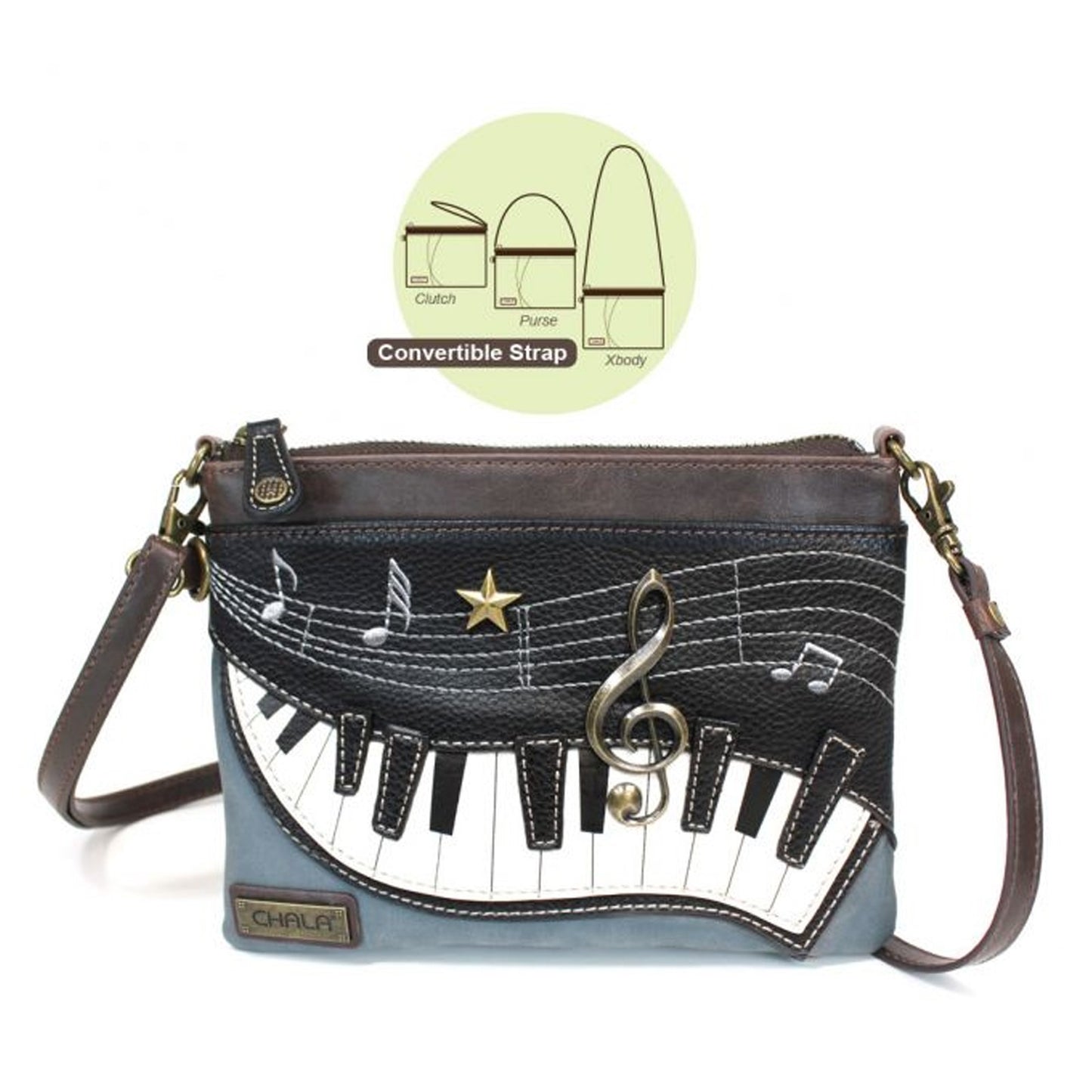 Peltz Shoes Chala Piano Mini Crossbody Black 826PN1