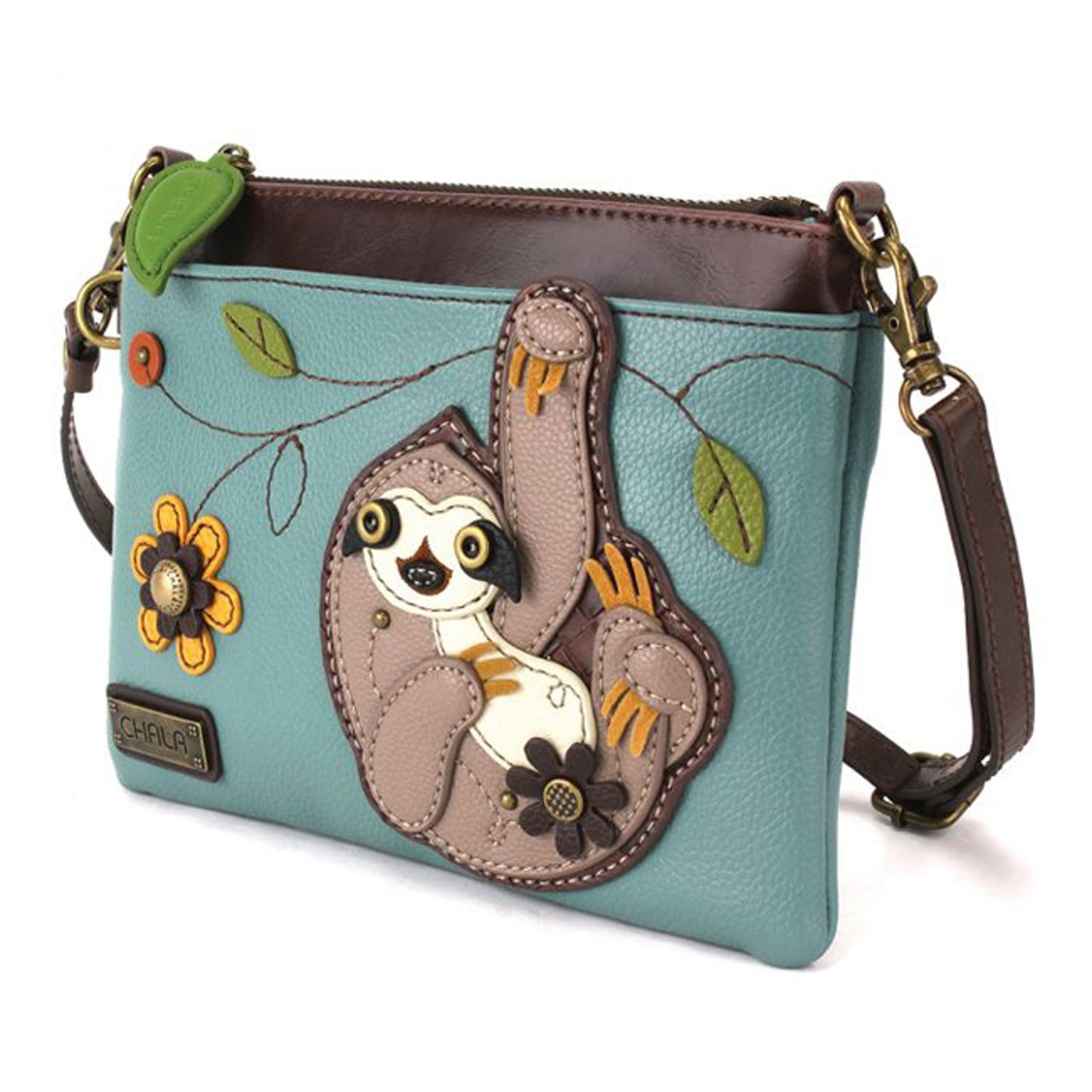 Peltz Shoes Chala Sloth Mini Crossbody Turquoise 826SL4
