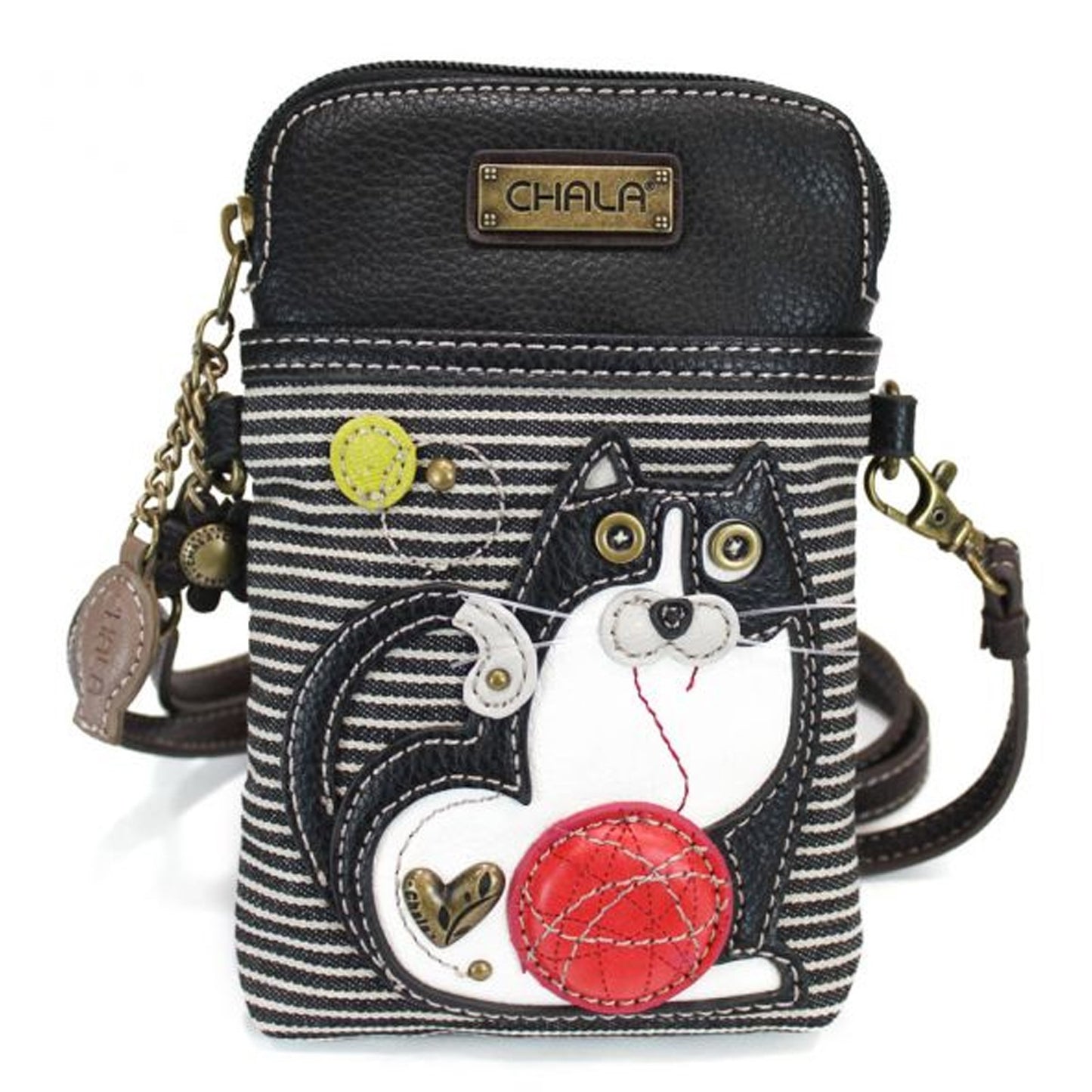 Peltz Shoes Women's Chala Fat Cat Cell Phone Crossbody Black Stripe 827FC6S