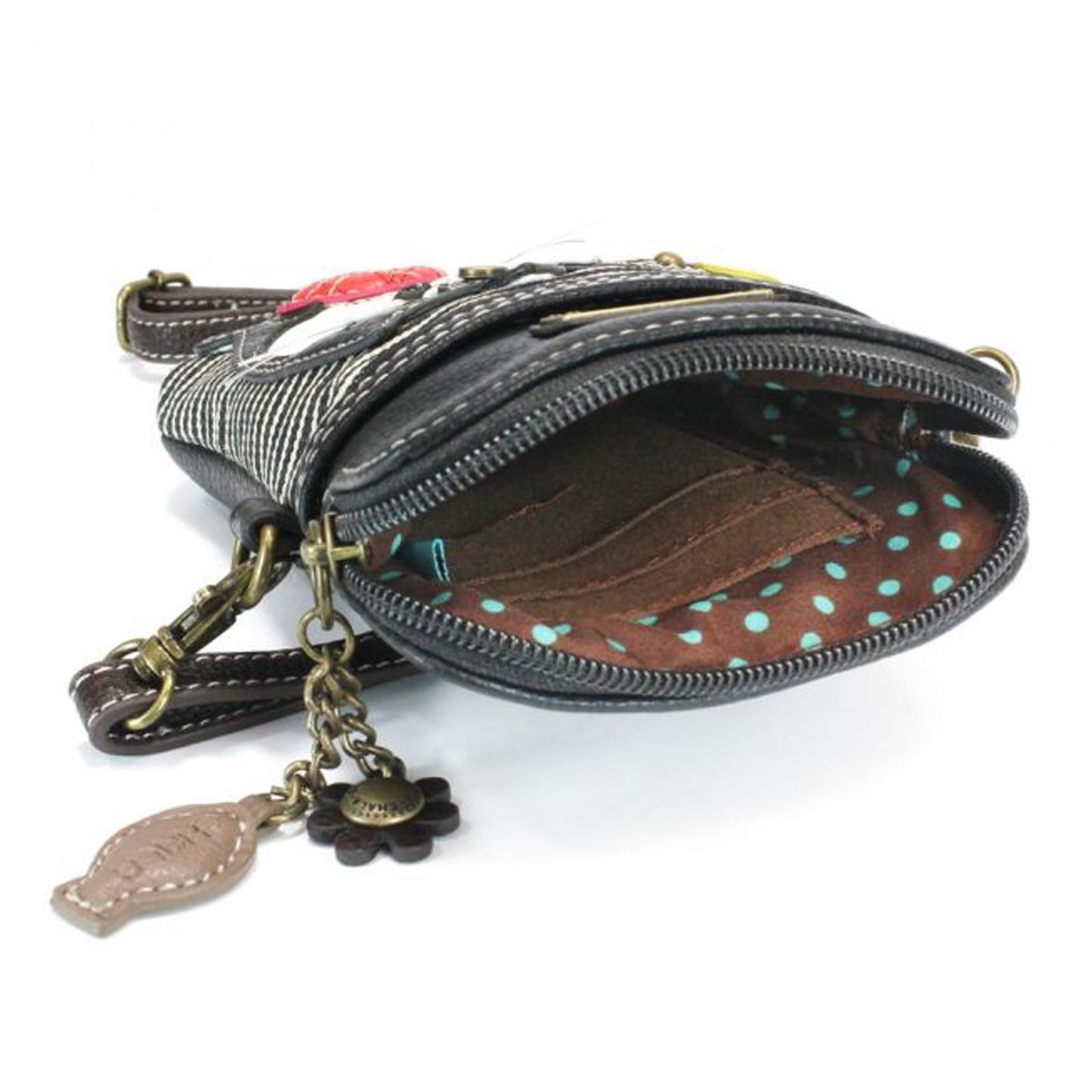 Peltz Shoes Women's Chala Fat Cat Cell Phone Crossbody Black Stripe 827FC6S