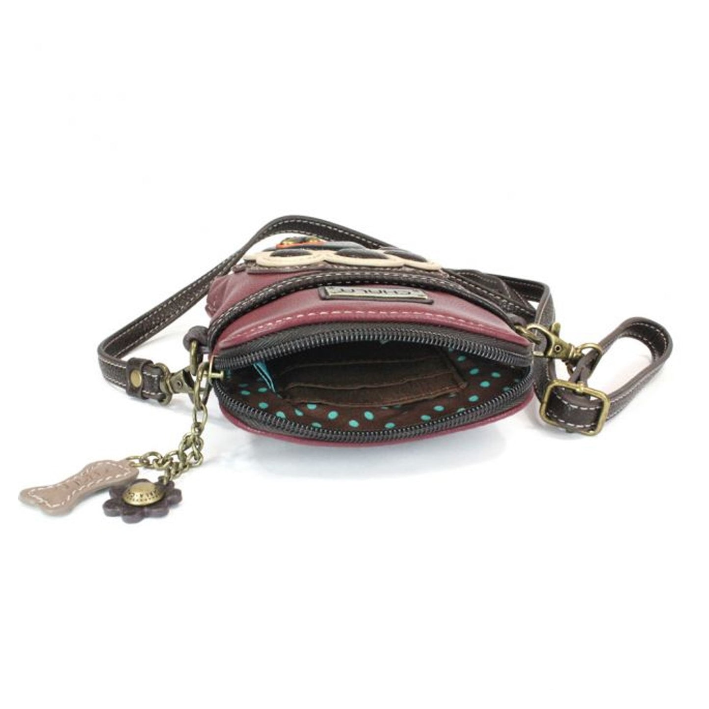 Peltz Shoes Chala Ivory Paw Print Cell Phone Crossbody Burgundy 827PW9M