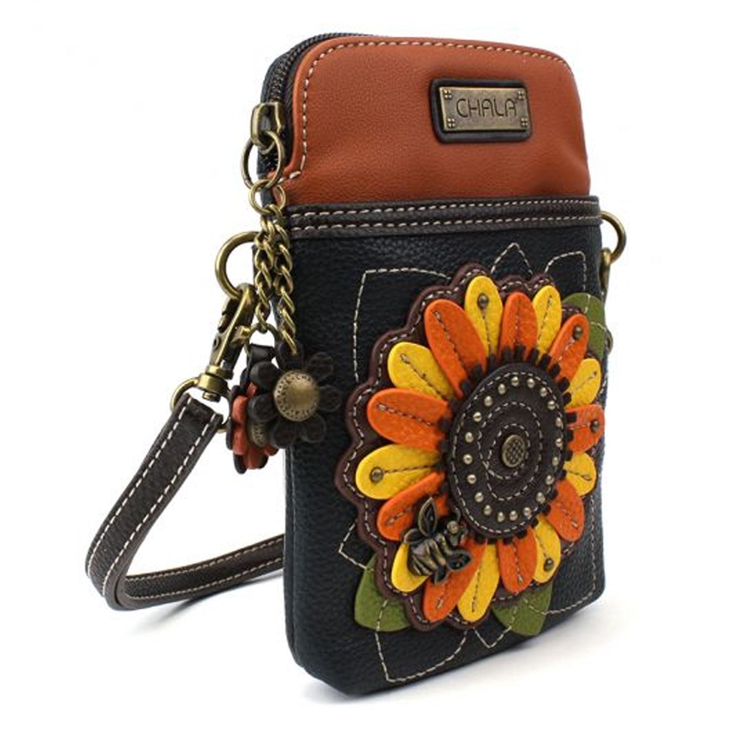 Peltz Shoes Women's Chala Sunflower Cell Phone Crossbody Navy 827SF1