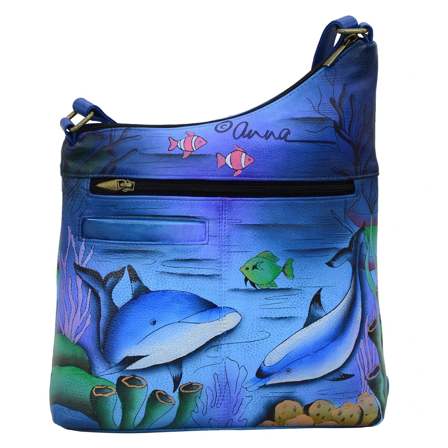 Peltz Shoes Anuschka Assymetric Crossbody Playful Dolphin 8354-PLD