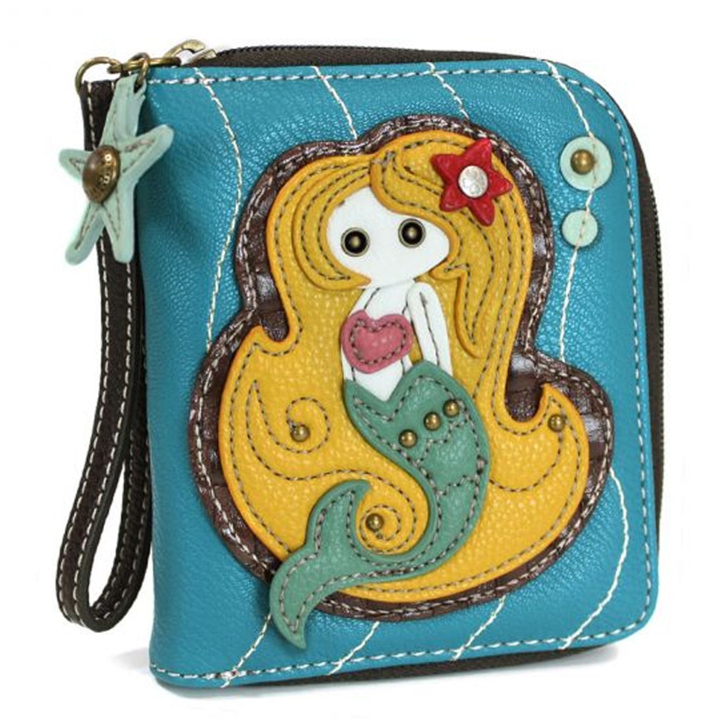 Peltz Shoes Chala Mermaid Zip Around Wallet Blue 839MM1