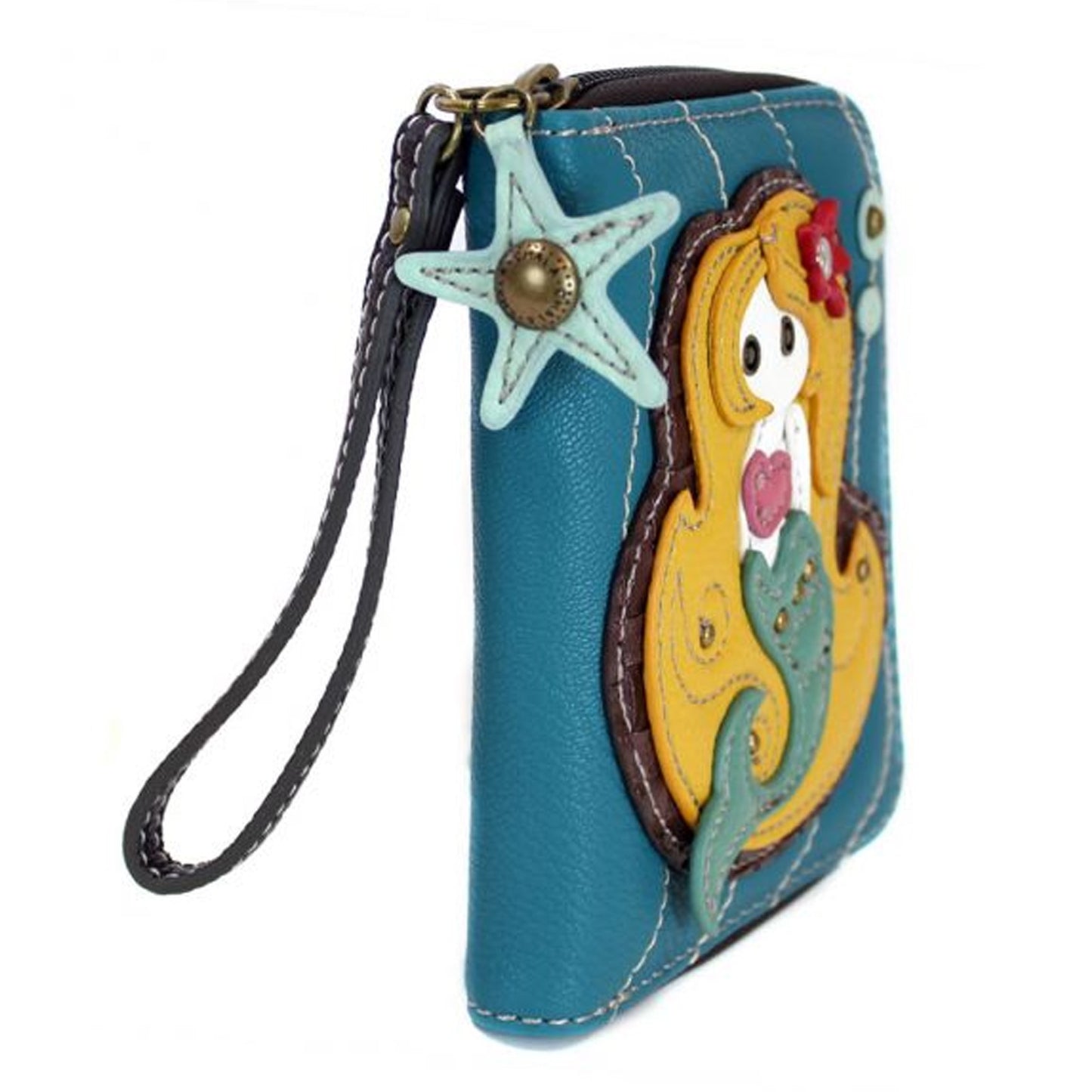 Peltz Shoes Chala Mermaid Zip Around Wallet Blue 839MM1
