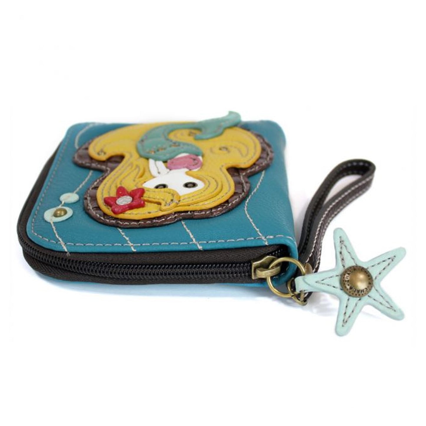 Peltz Shoes Chala Mermaid Zip Around Wallet Blue 839MM1