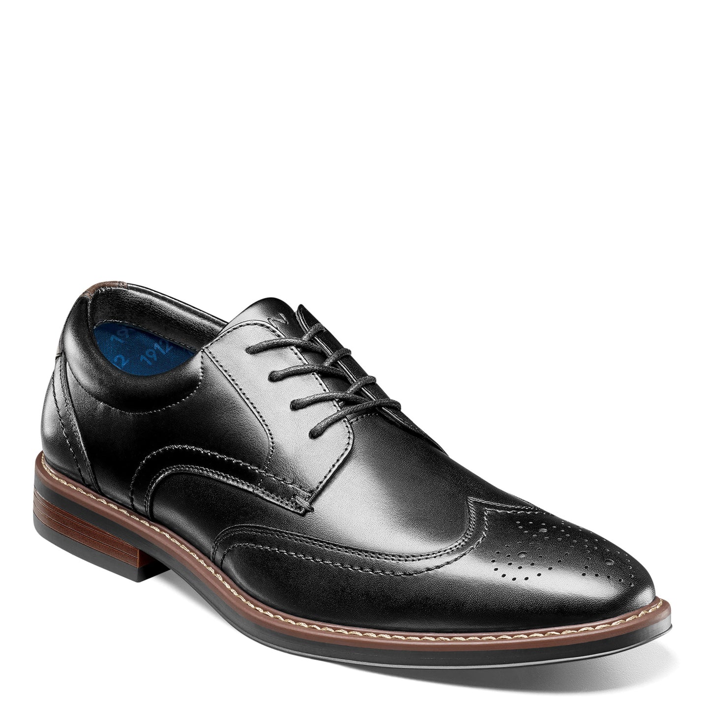 Peltz Shoes Men's Nunn Bush Centro Flex Wingtip Oxford BLACK 84983-001