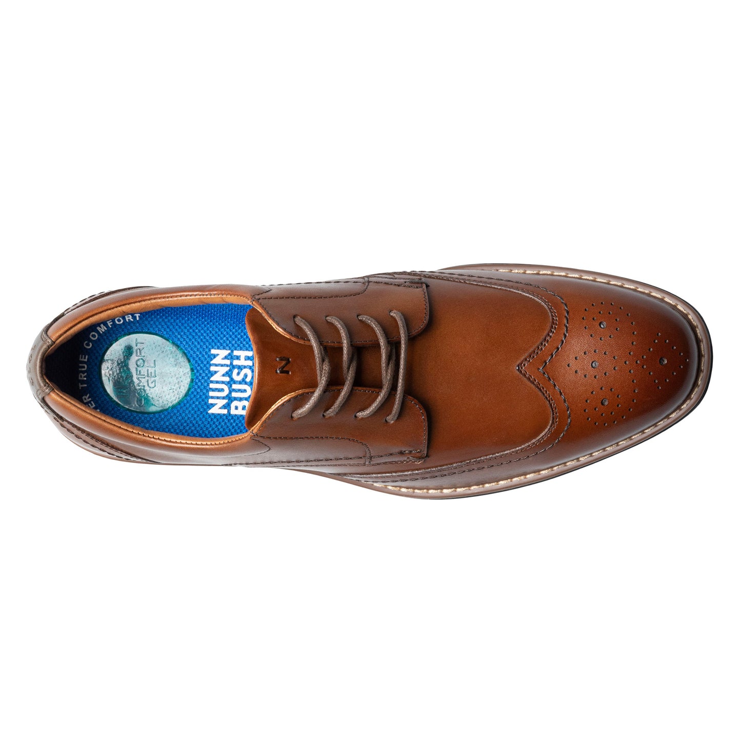 Peltz Shoes Men's Nunn Bush Centro Flex Wingtip Oxford COGNAC 84983-221