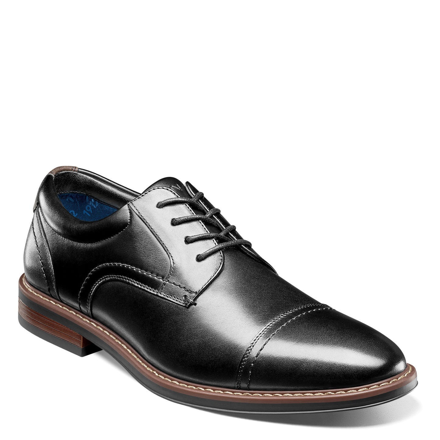 Peltz Shoes Men's Nunn Bush Centro Flex Cap Toe Oxford BLACK 84984-001