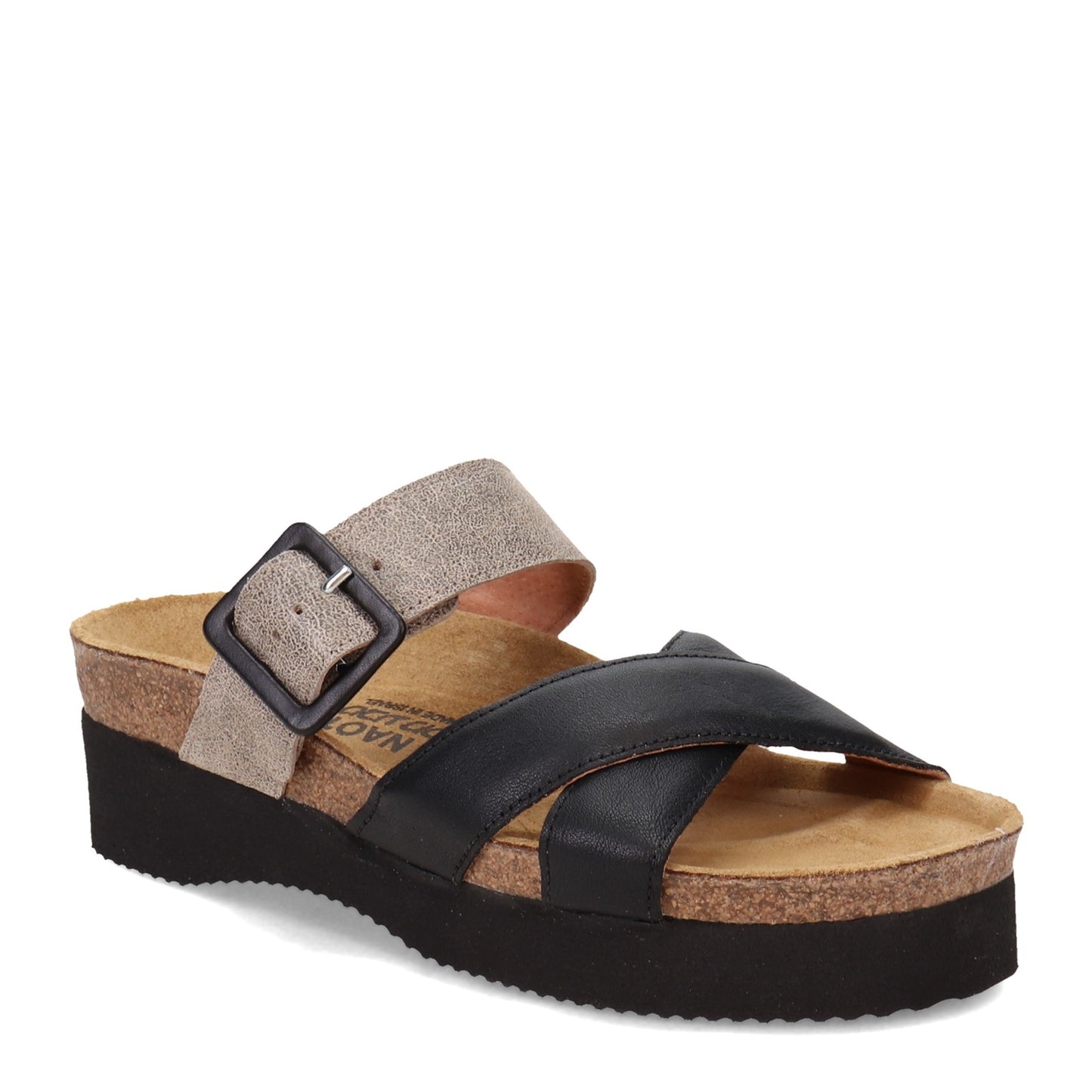 Peltz Shoes Women's Naot Juliette Sandal Black Beige 8801-NUY