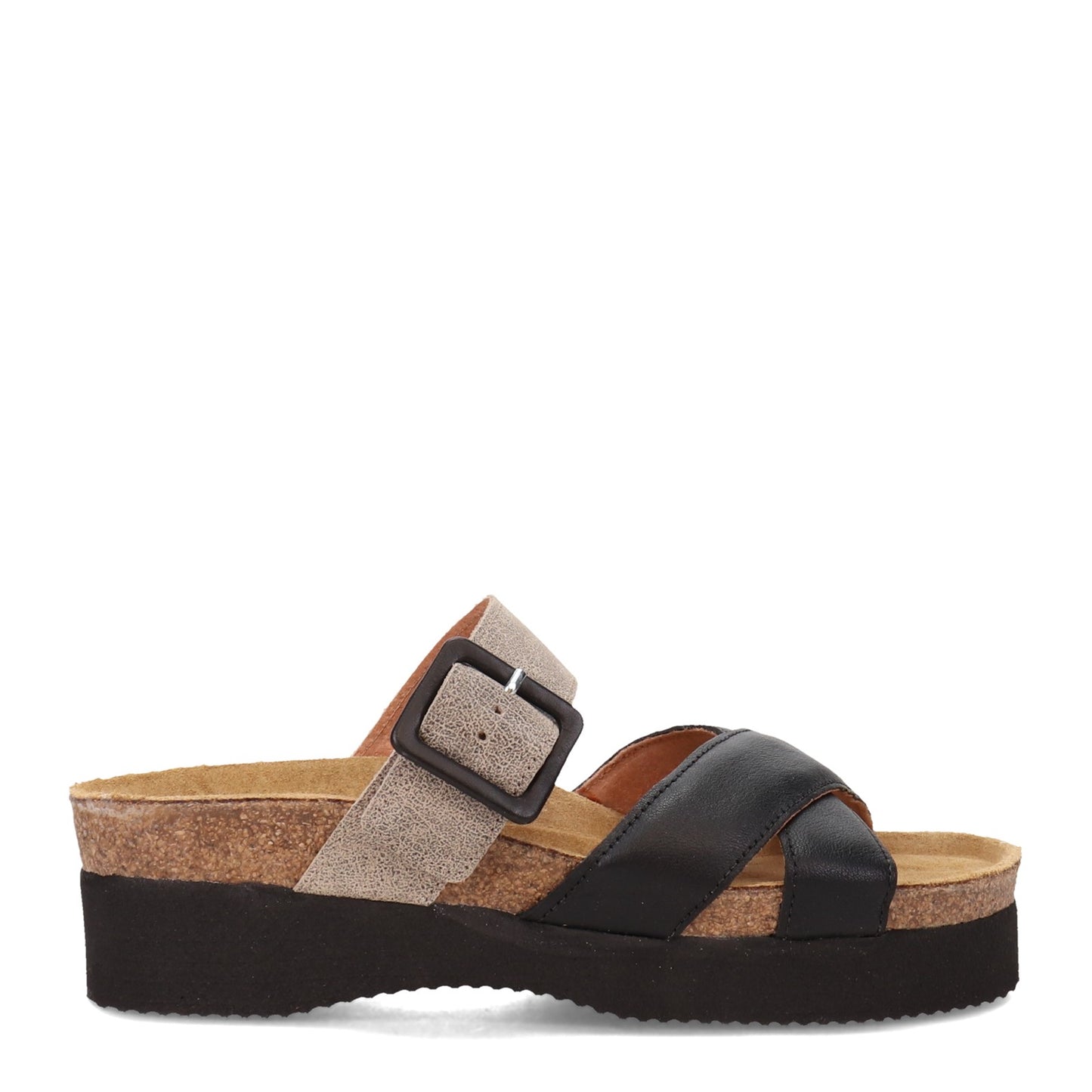 Peltz Shoes Women's Naot Juliette Sandal Black Beige 8801-NUY