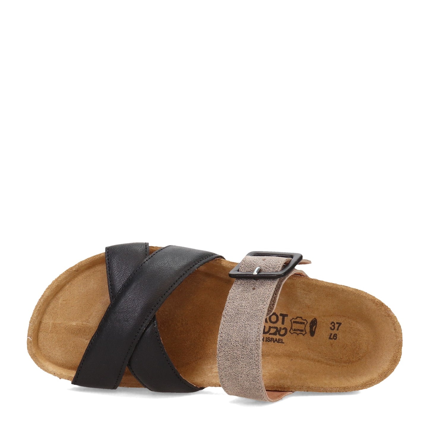 Peltz Shoes Women's Naot Juliette Sandal Black Beige 8801-NUY