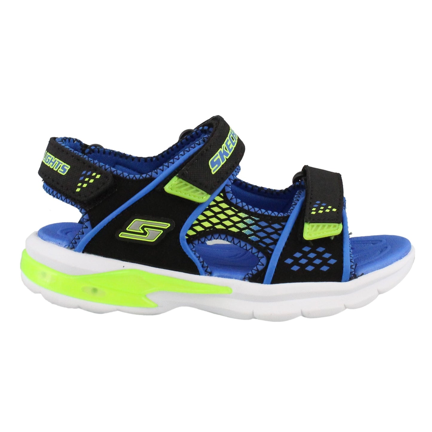 Peltz Shoes Boy's Skechers E II Beach Glower Sandals BLACK BLUE 90558L-BBLM