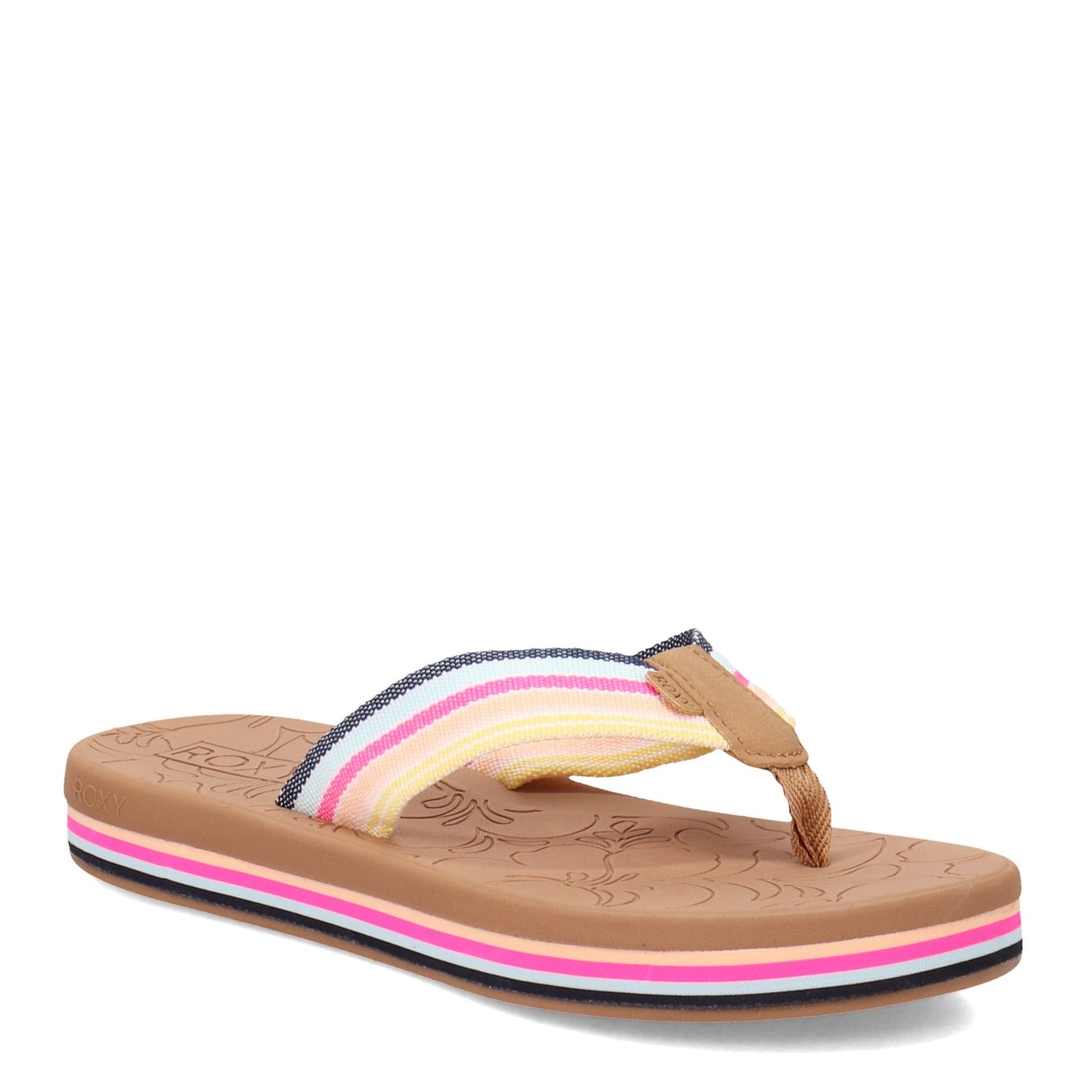 Peltz Shoes Women's Roxy Colby Hi Flip Flop BLUE PINK ARJL100899-BLP