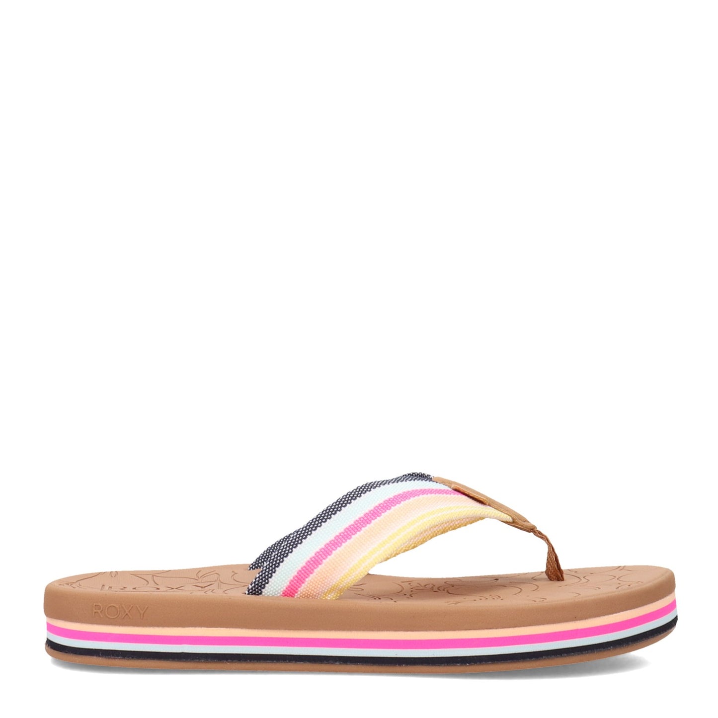 Peltz Shoes Women's Roxy Colby Hi Flip Flop BLUE PINK ARJL100899-BLP