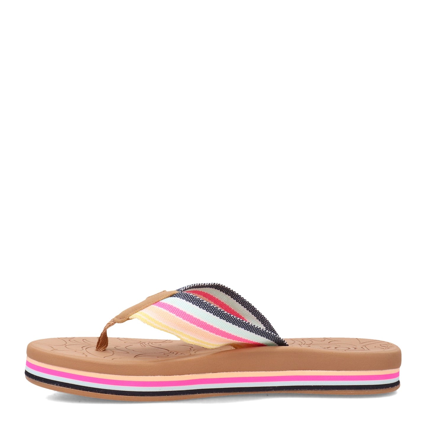 Peltz Shoes Women's Roxy Colby Hi Flip Flop BLUE PINK ARJL100899-BLP