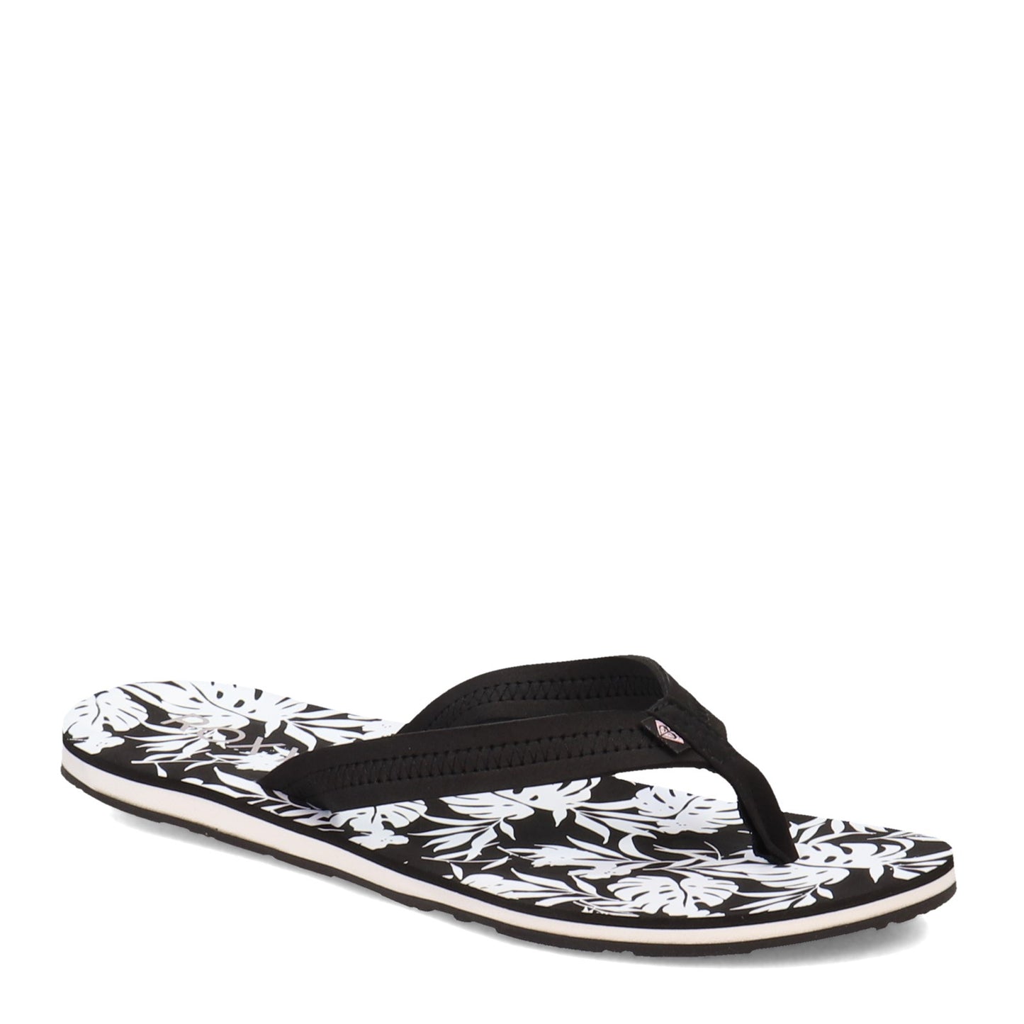 Peltz Shoes Women's Roxy Vista Loreto Flip Flop BLACK WHITE ARJL100953-BKW