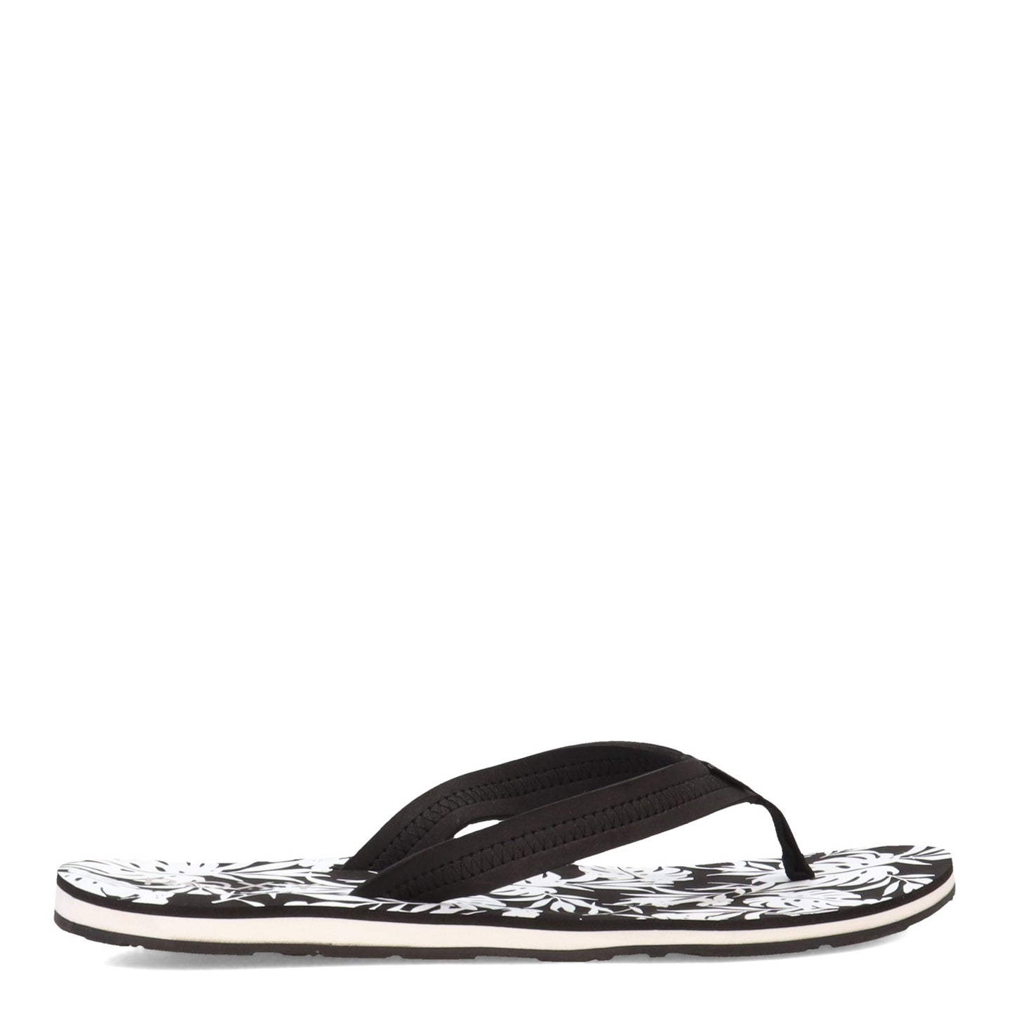 Peltz Shoes Women's Roxy Vista Loreto Flip Flop BLACK WHITE ARJL100953-BKW