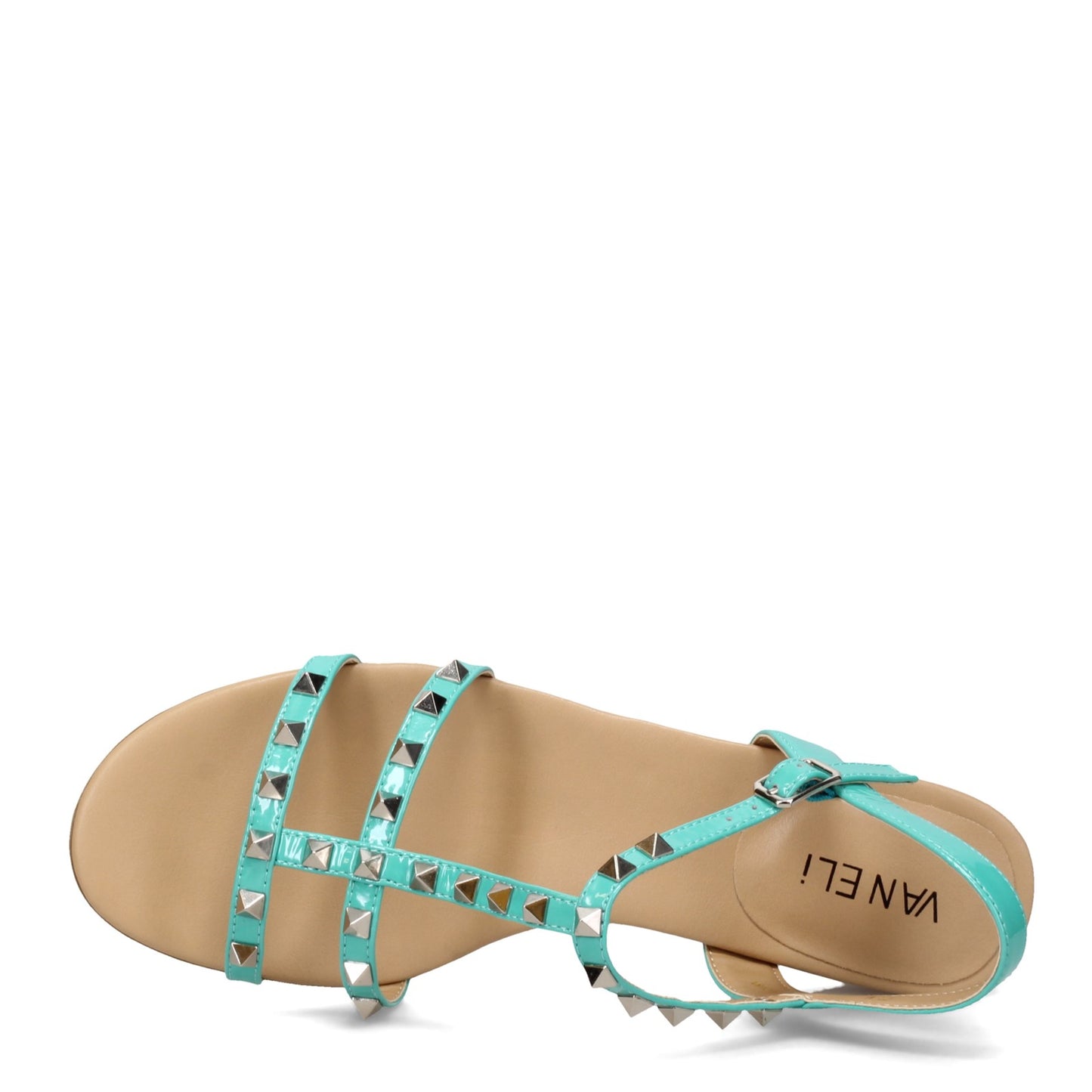 Peltz Shoes Women's Vaneli Brunel Sandal TURQUOISE PATENT BRUNEL-TURQ