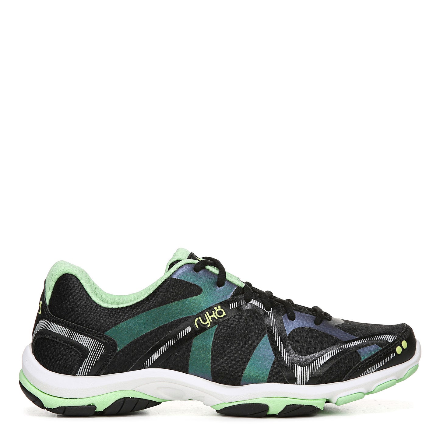 Peltz Shoes Women's Ryka Influence Training Shoe BLACK GREEN C8198M4007