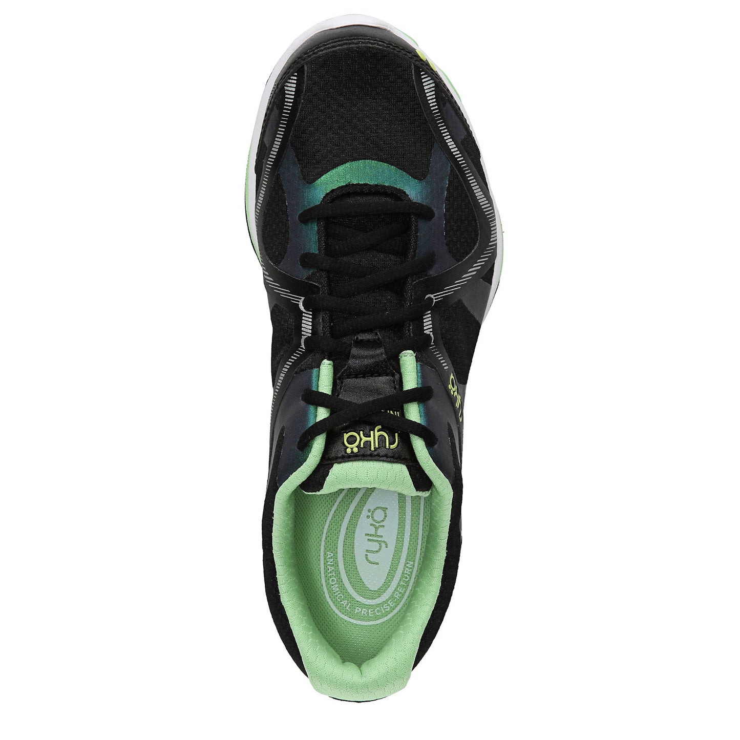 Peltz Shoes Women's Ryka Influence Training Shoe BLACK GREEN C8198M4007