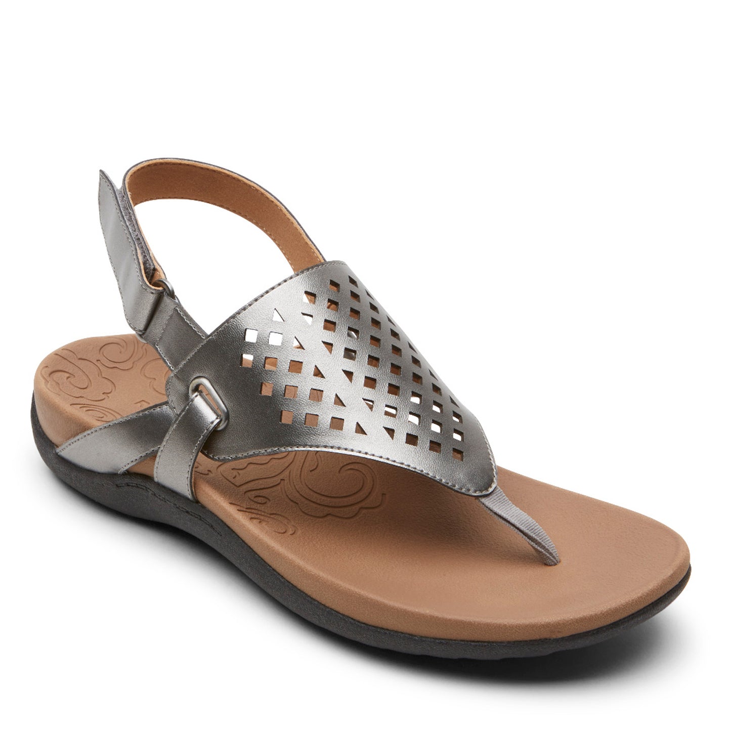 Peltz Shoes Women's Rockport Ridge Toe Post Sandal METALLIC CI7578