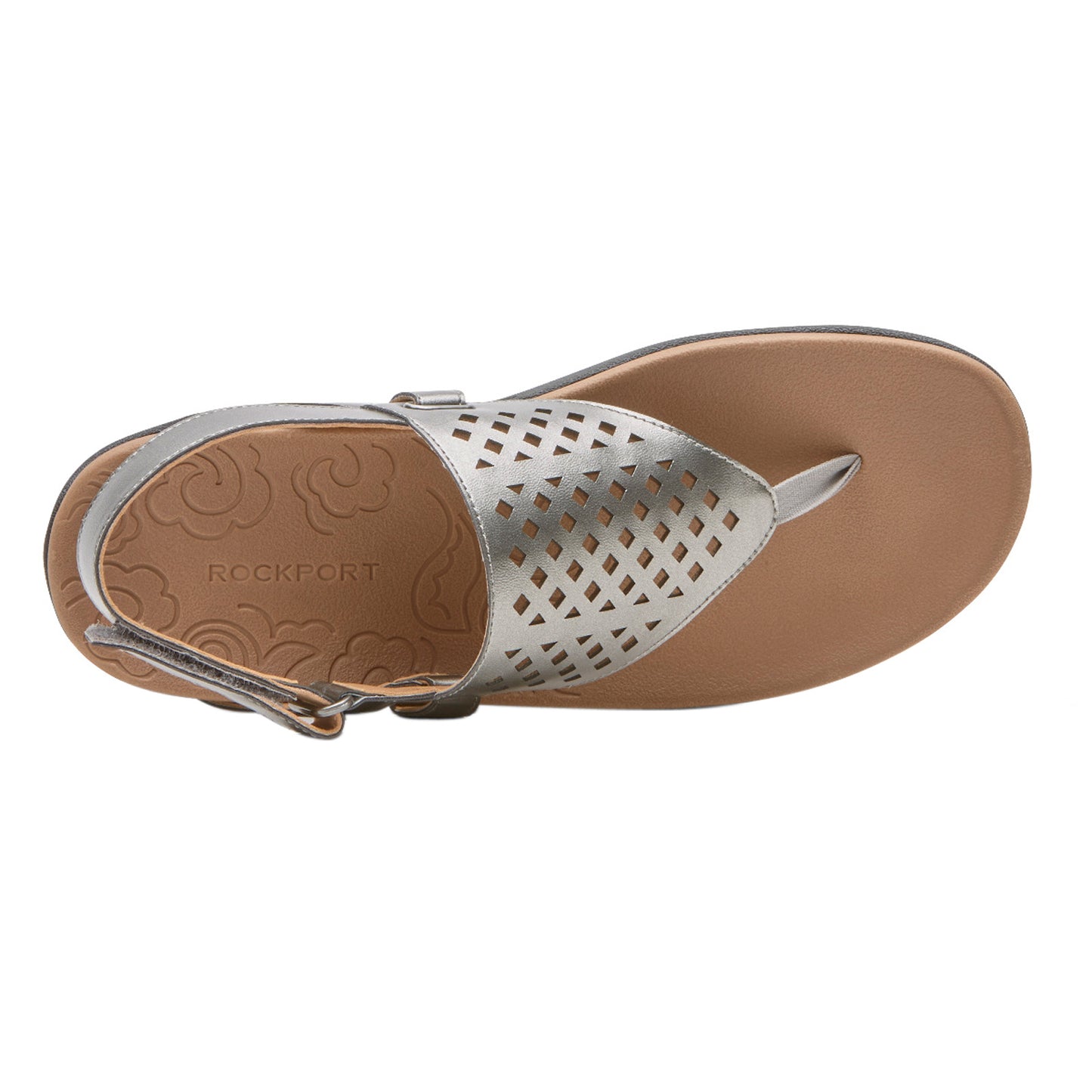 Peltz Shoes Women's Rockport Ridge Toe Post Sandal METALLIC CI7578