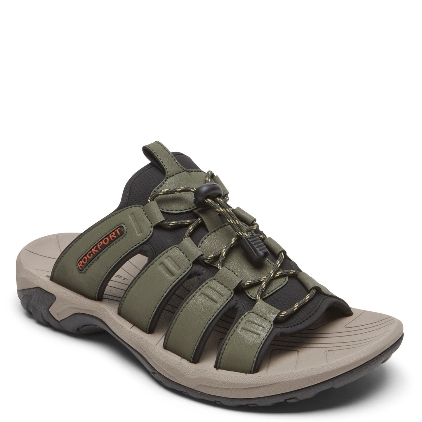 Peltz Shoes Men's Rockport Byron Bungee Slide Sandal OLIVE CI8910