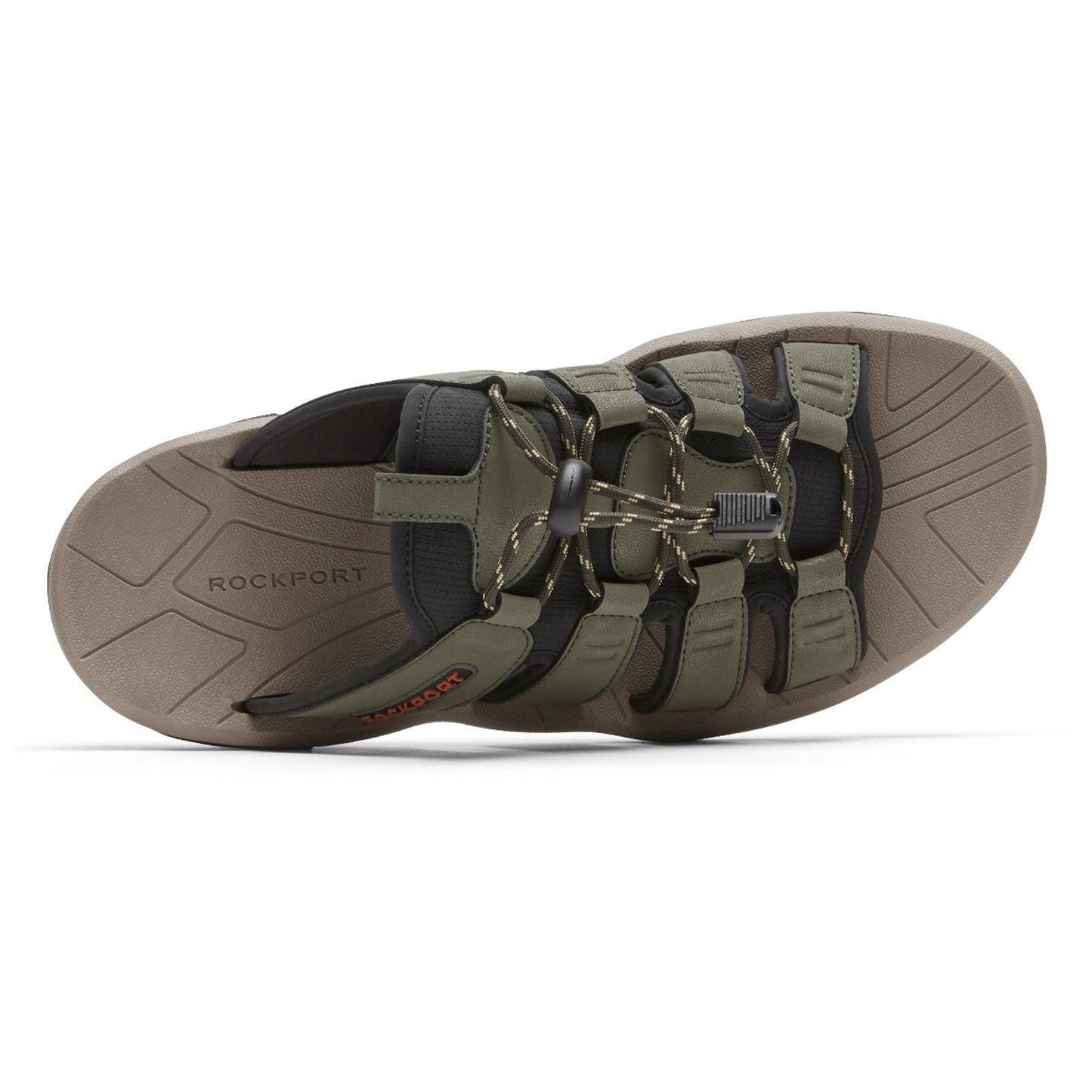 Peltz Shoes Men's Rockport Byron Bungee Slide Sandal OLIVE CI8910