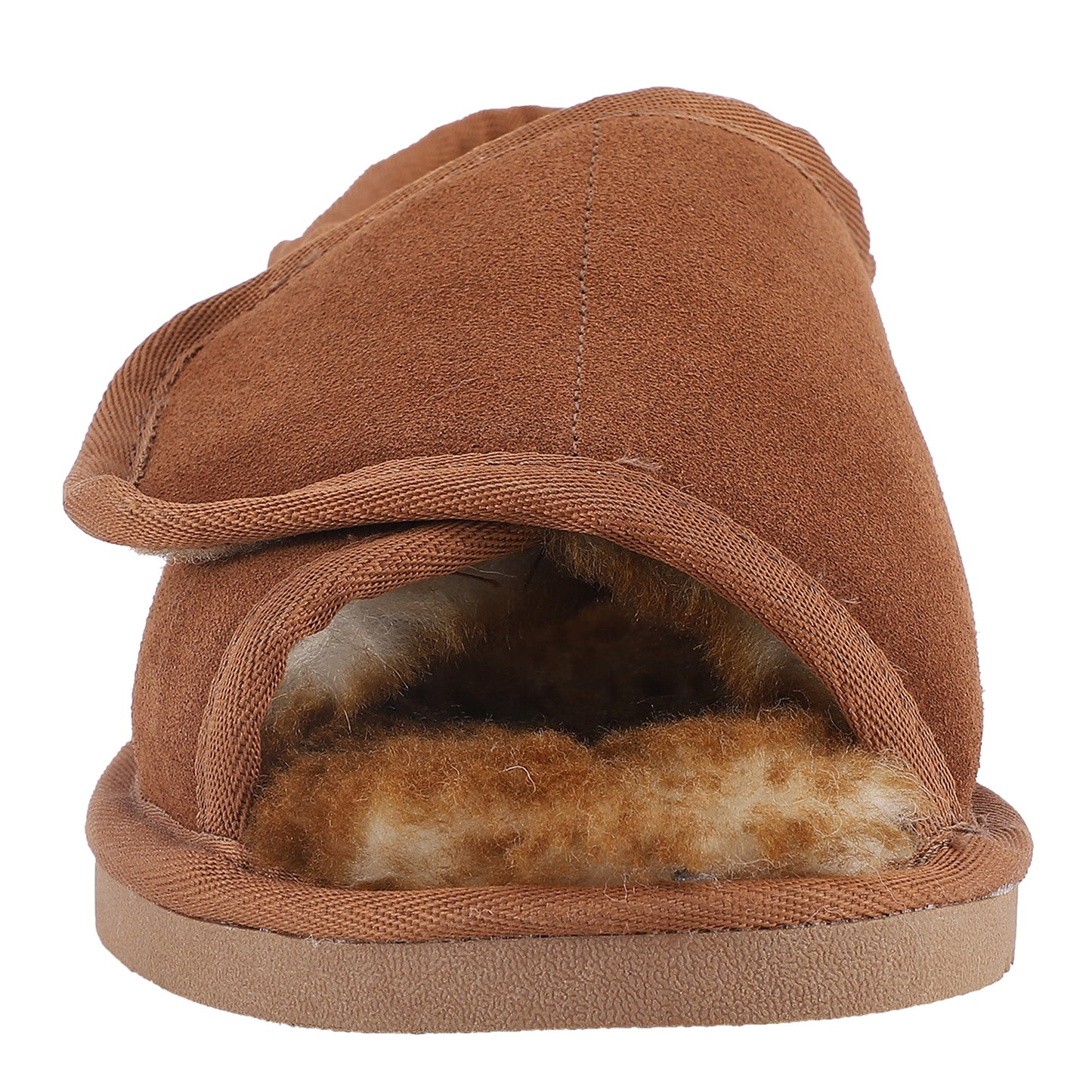 Peltz Shoes Men's Lamo APMA Open Toe Wrap Slipper CHESTNUT CM2337-CNT