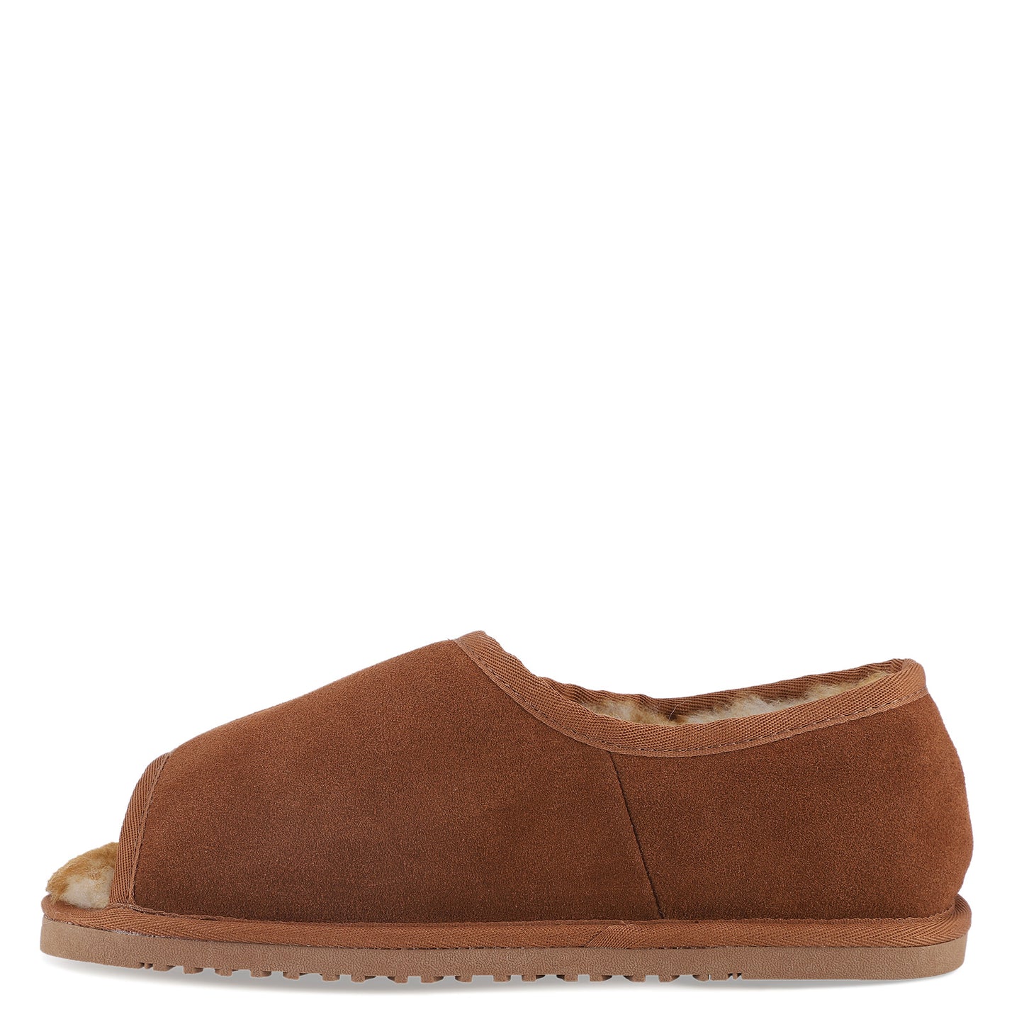 Peltz Shoes Men's Lamo APMA Open Toe Wrap Slipper CHESTNUT CM2337-CNT