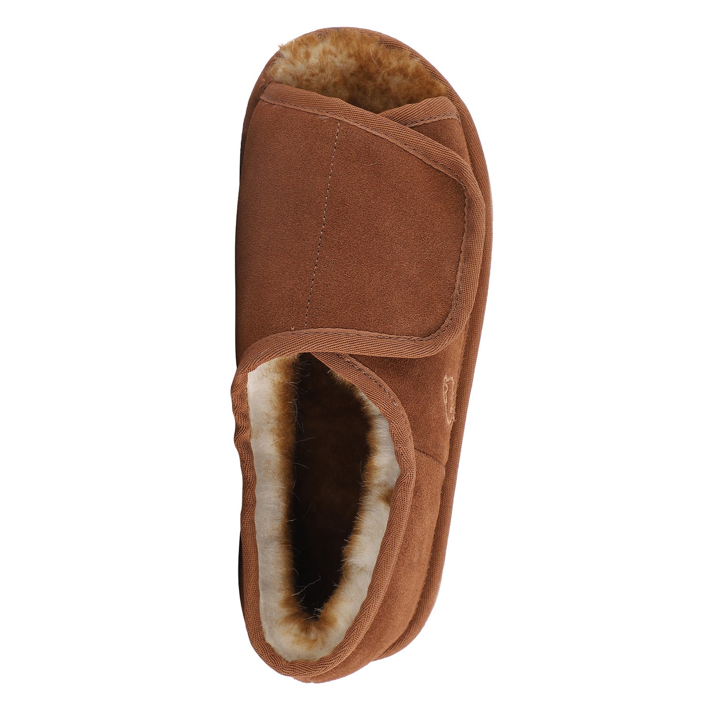 Peltz Shoes Men's Lamo APMA Open Toe Wrap Slipper CHESTNUT CM2337-CNT