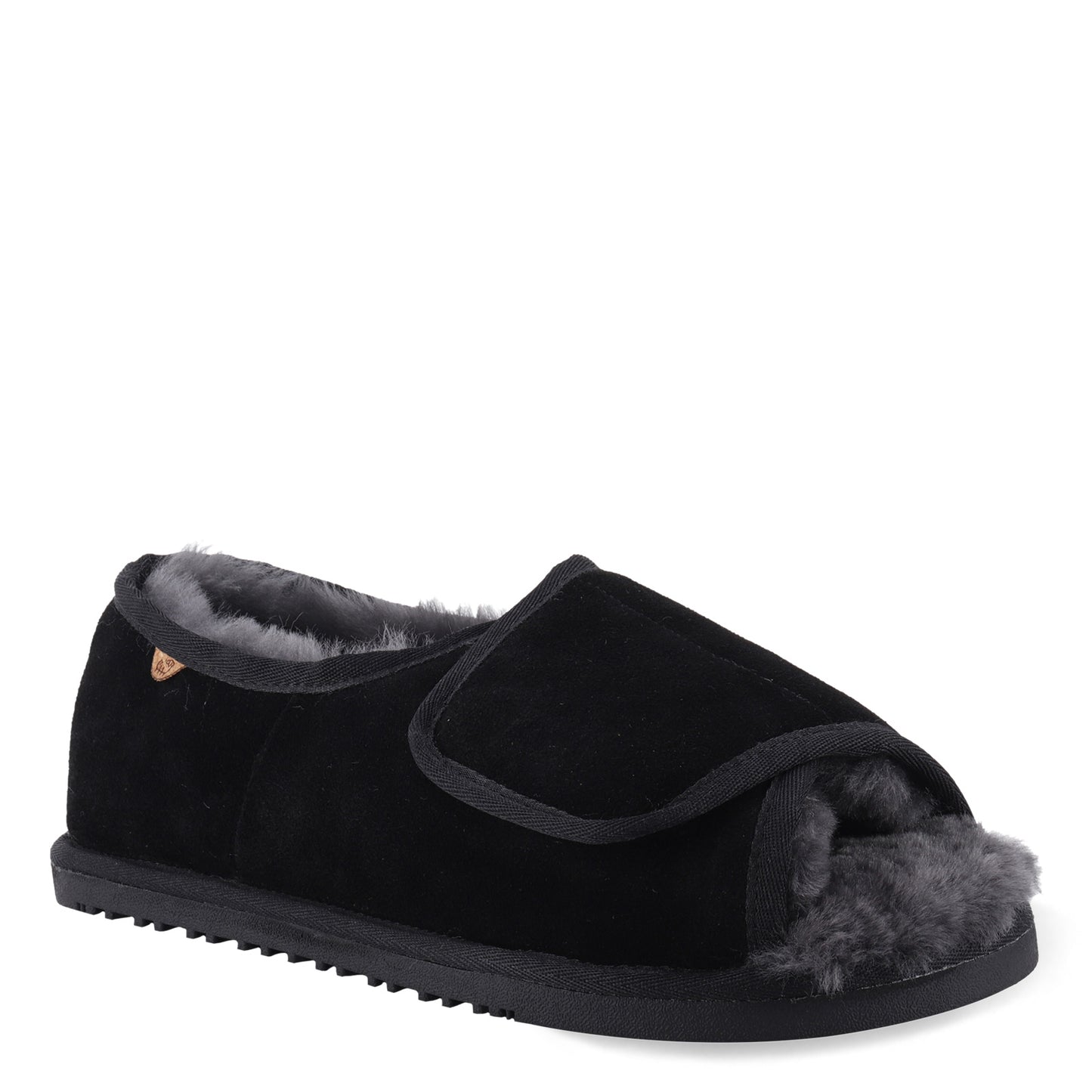Peltz Shoes Men's Lamo APMA Open Toe Wrap Slipper - Wide Width BLACK CM2337WD-BLK