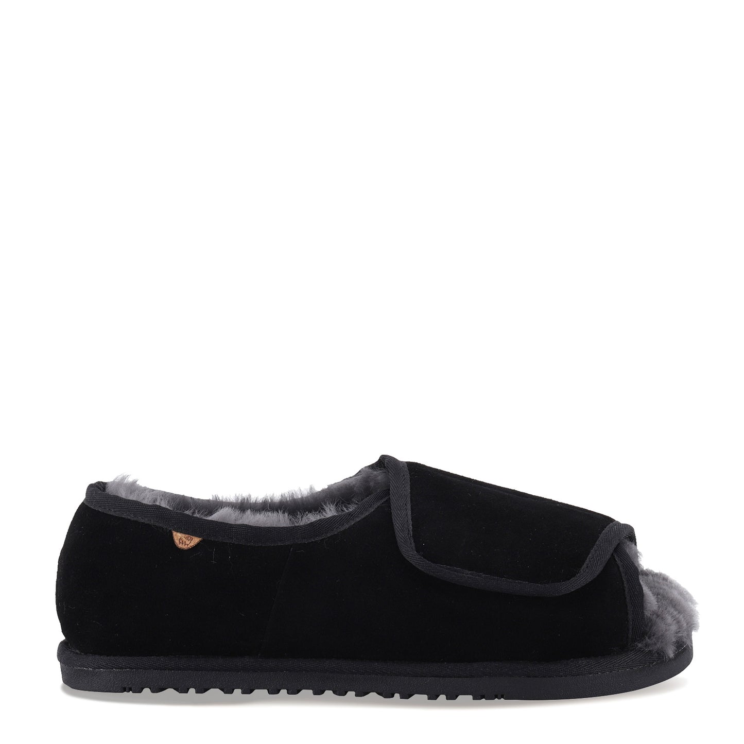 Peltz Shoes Men's Lamo APMA Open Toe Wrap Slipper - Wide Width BLACK CM2337WD-BLK