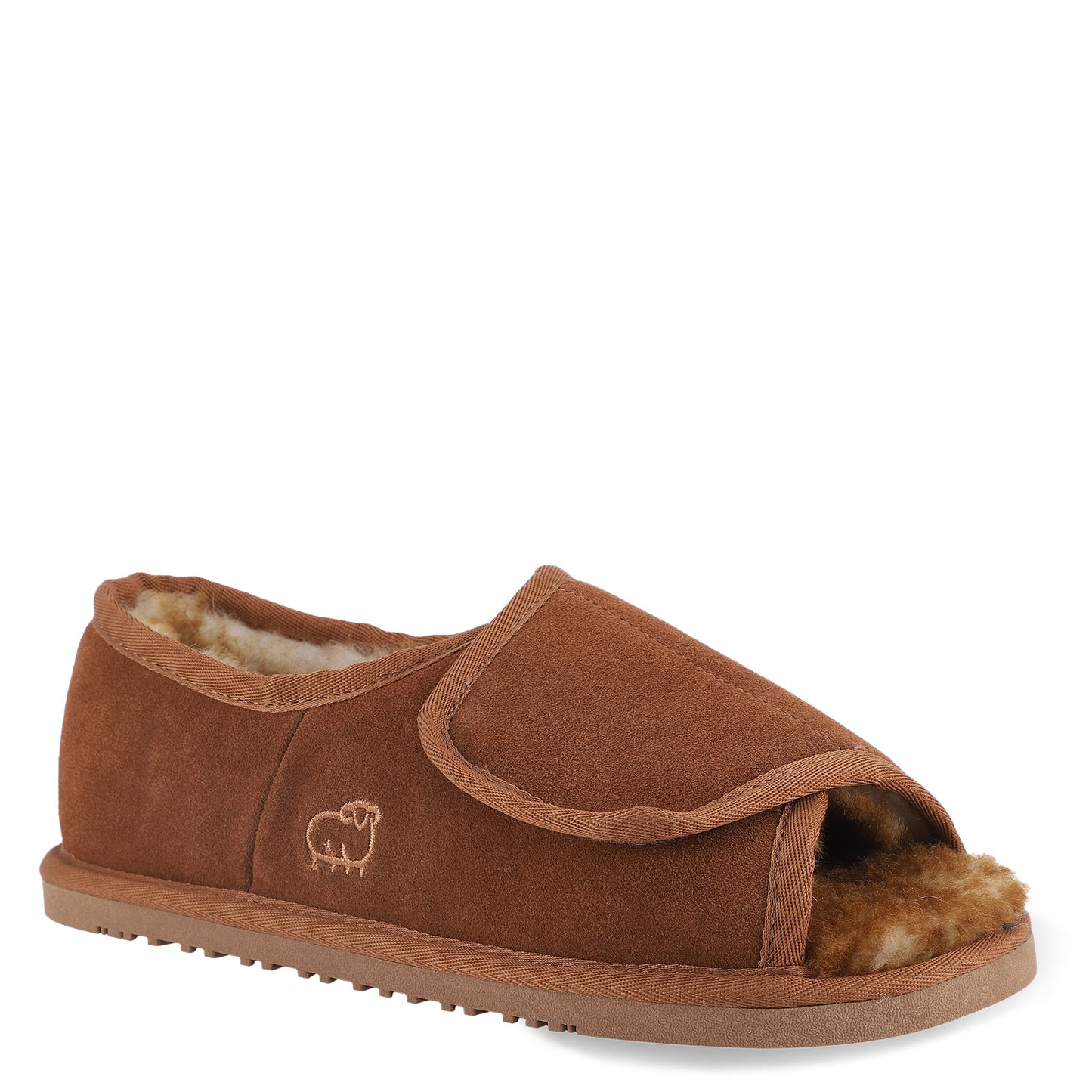 Peltz Shoes Men's Lamo APMA Open Toe Wrap Slipper - Wide Width CHESTNUT CM2337WD-CNT