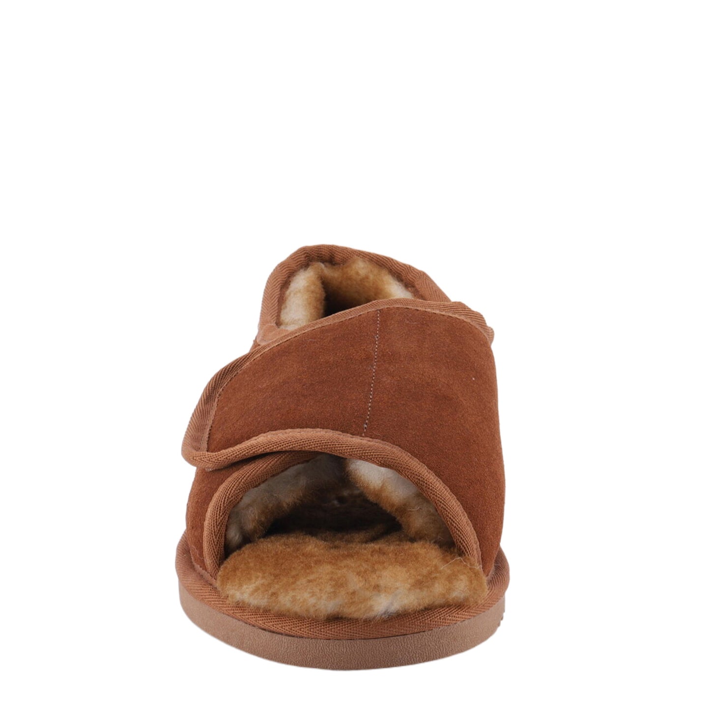 Peltz Shoes Men's Lamo APMA Open Toe Wrap Slipper - Wide Width CHESTNUT CM2337WD-CNT