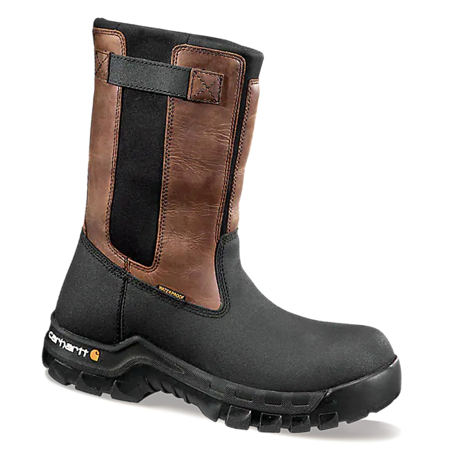 Peltz Shoes Men's Carhartt Rugged Flex WP 10in Composite Toe Wellington Boot BROWN BLACK CMF1391