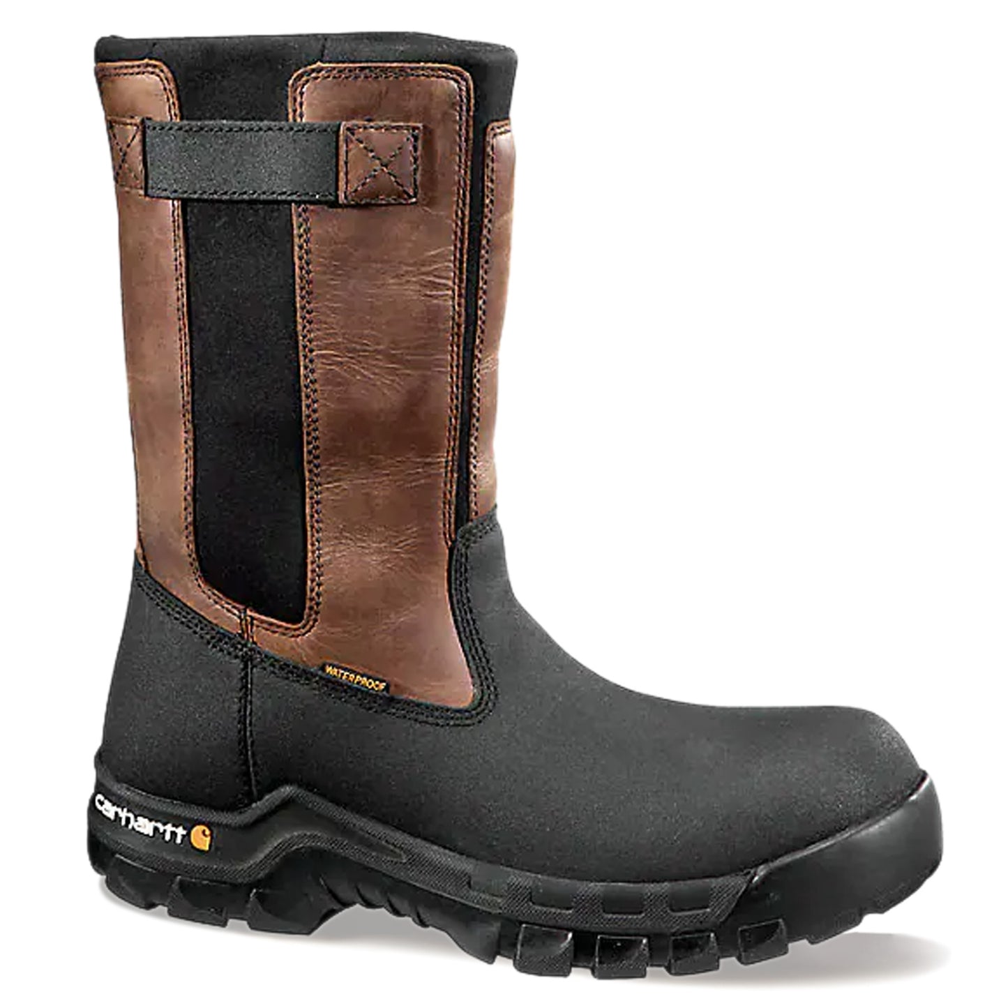 Peltz Shoes Men's Carhartt Rugged Flex WP 10in Composite Toe Wellington Boot BROWN BLACK CMF1391