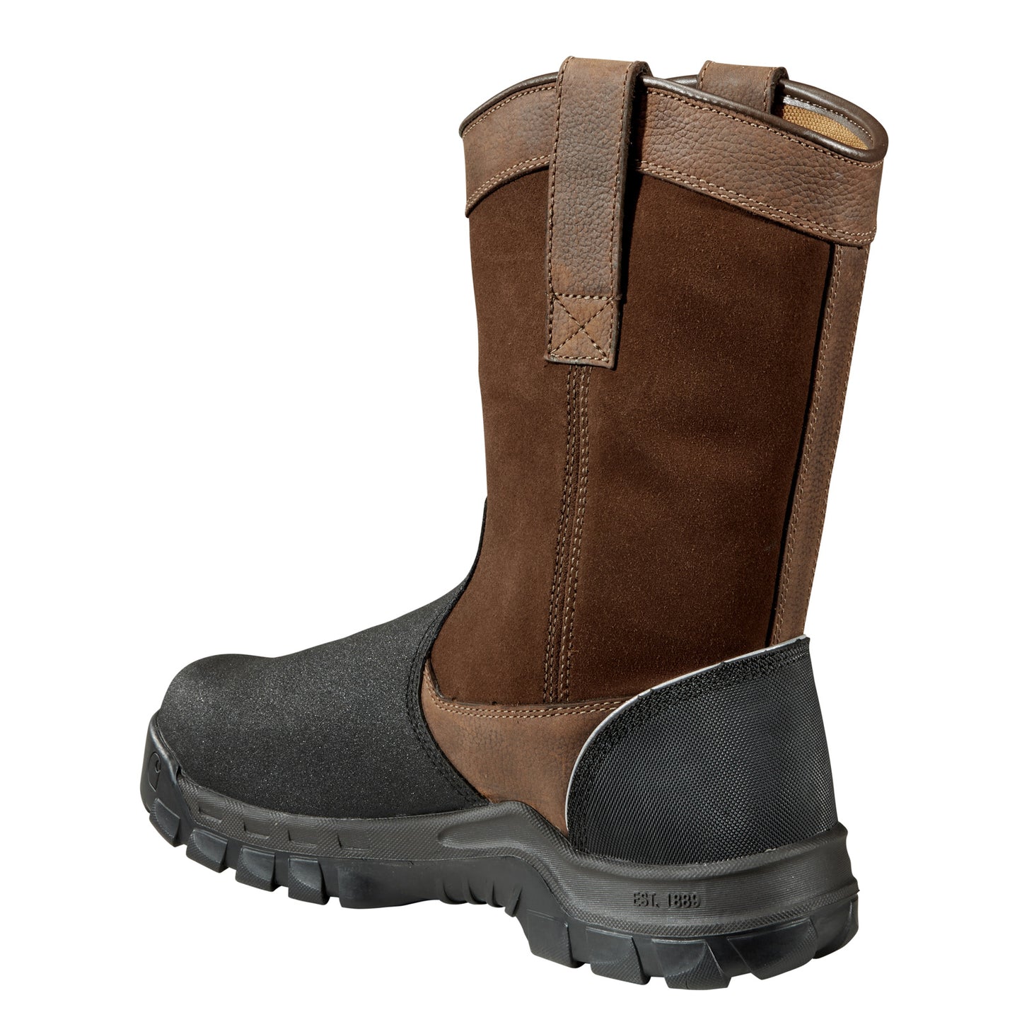 Peltz Shoes Men's Carhartt Rugged Flex WP MG 11in Composite Toe Wellington Boot BROWN BLACK CMF1721