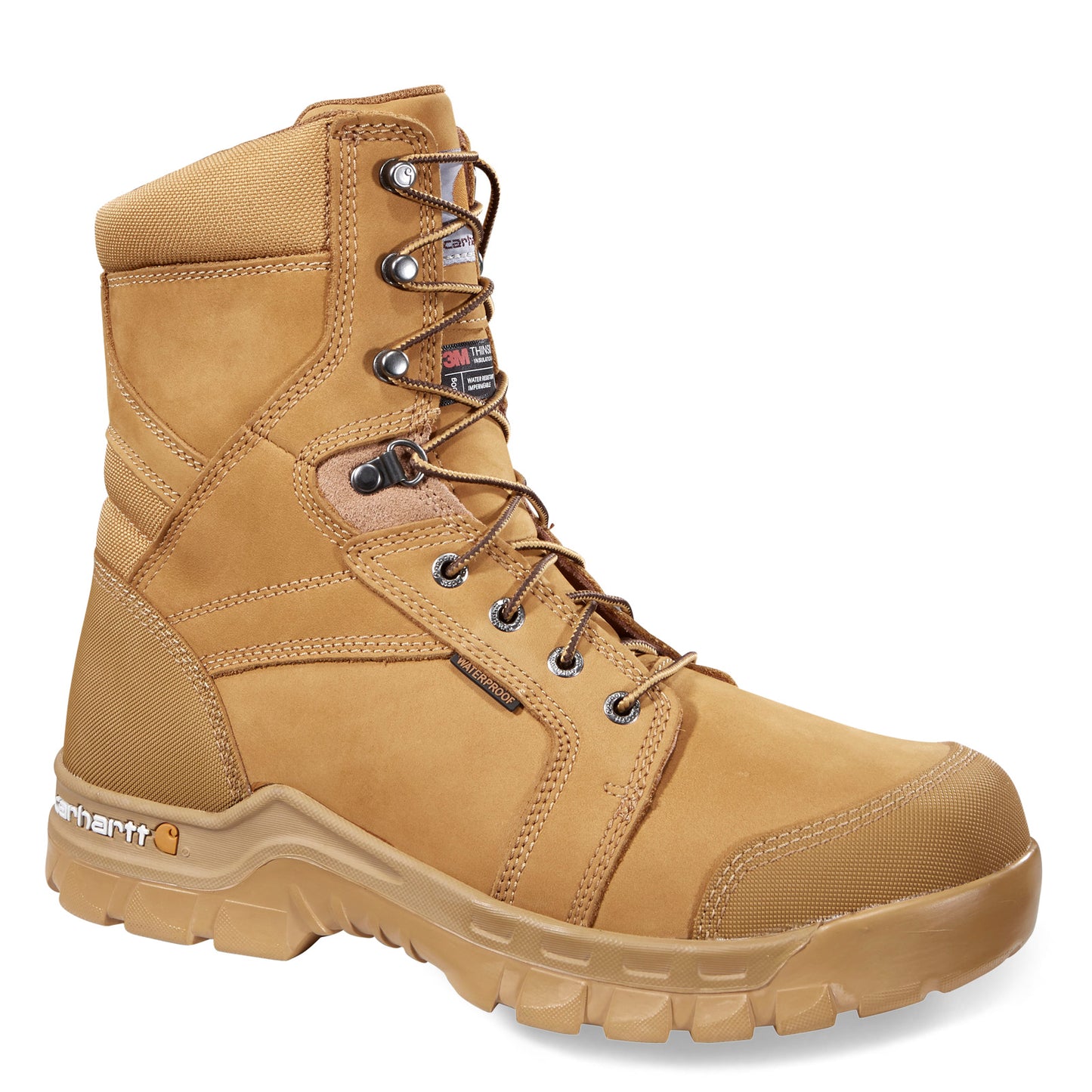 Peltz Shoes Men's Carhartt Rugged Flex WP Ins 8in Soft Toe Work Boot WHEAT CMF8058