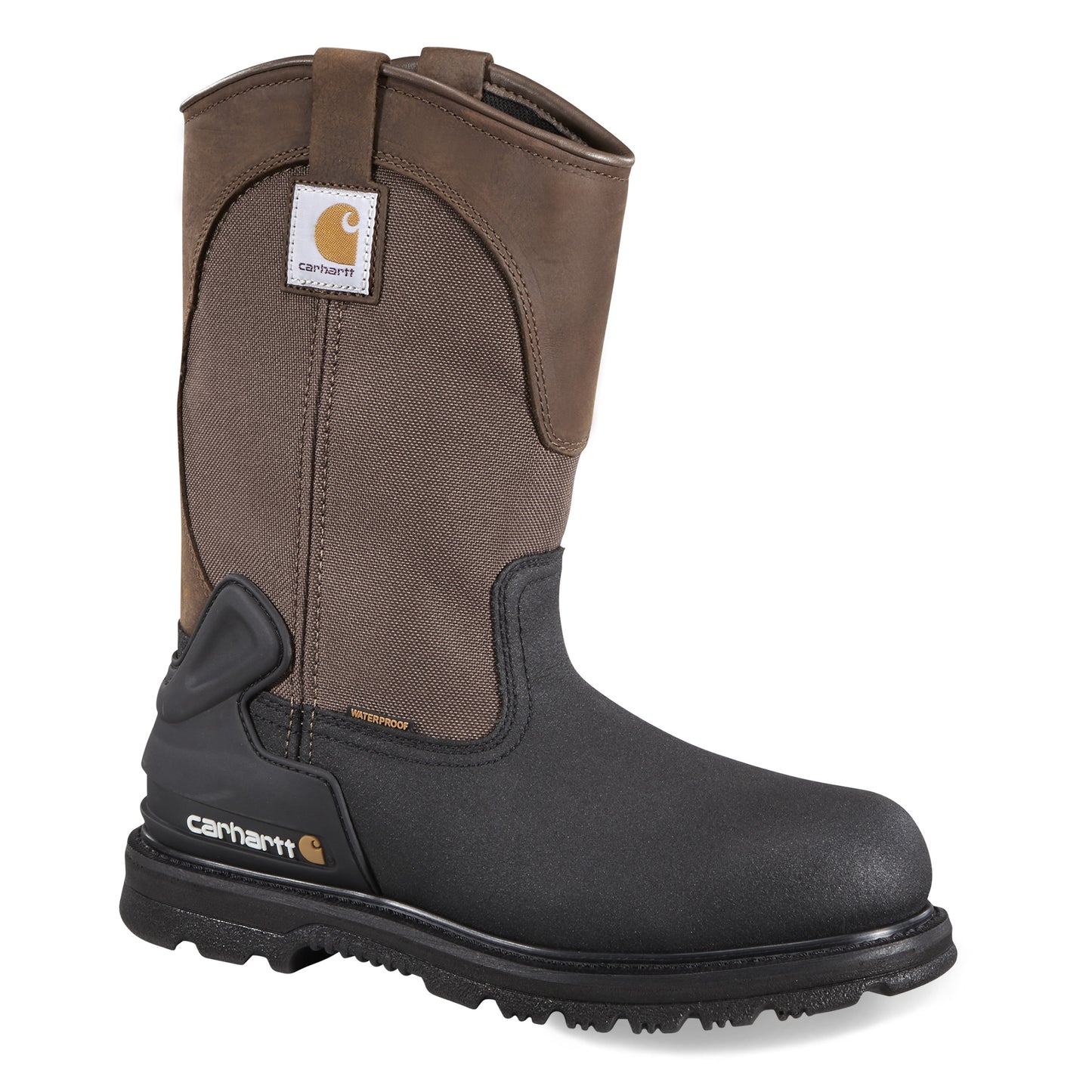 Peltz Shoes Men's Carhartt Heritage WP Ins 11in ST Wellington Boot BROWN BLACK CMP1259
