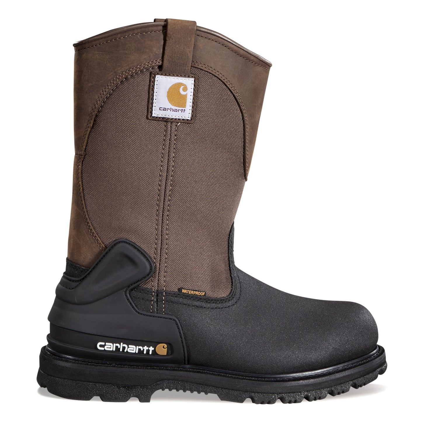 Peltz Shoes Men's Carhartt Heritage WP Ins 11in ST Wellington Boot BROWN BLACK CMP1259